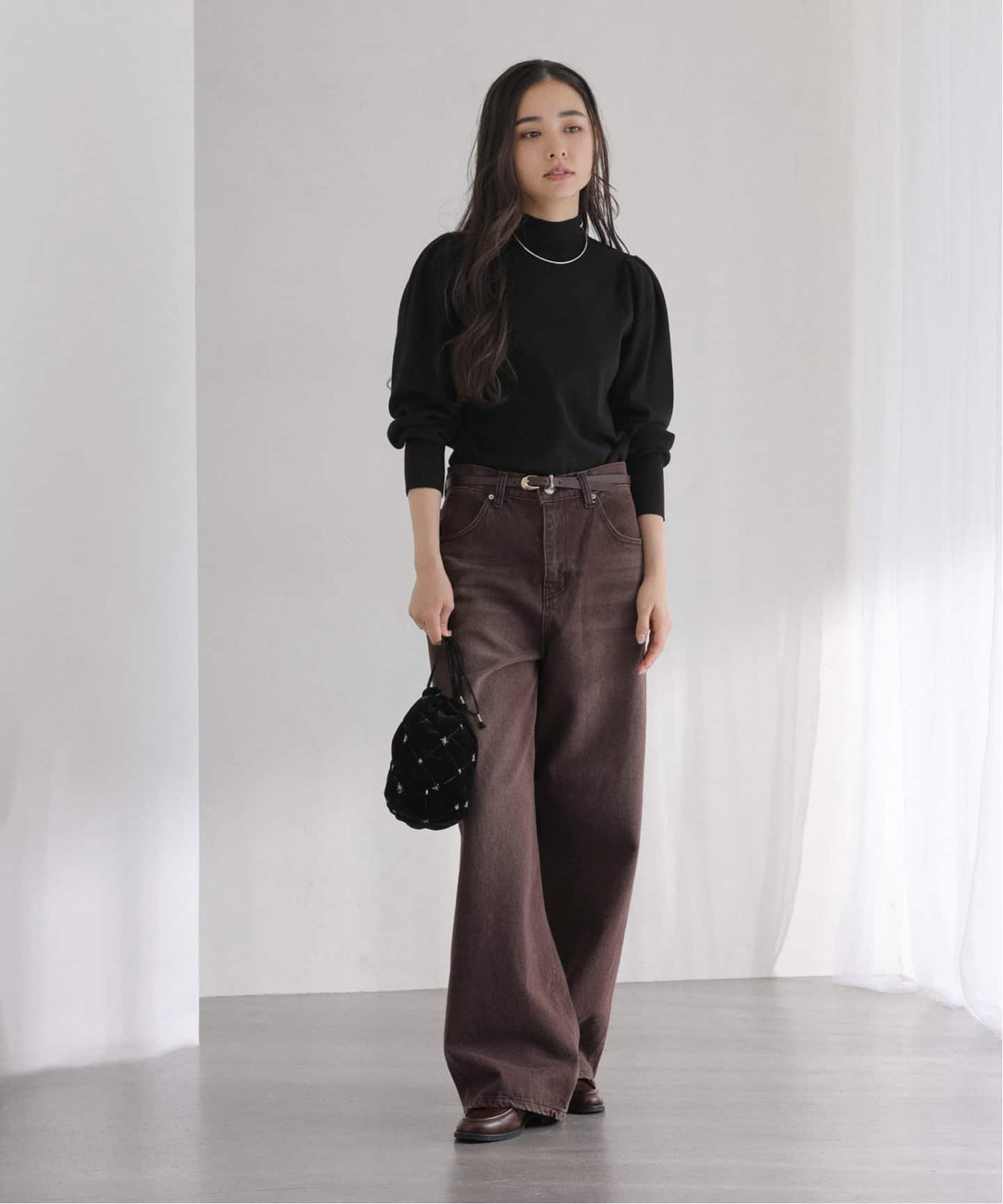 洗える】ウォッシャブルギャザースリーブプルオーバー（ニット