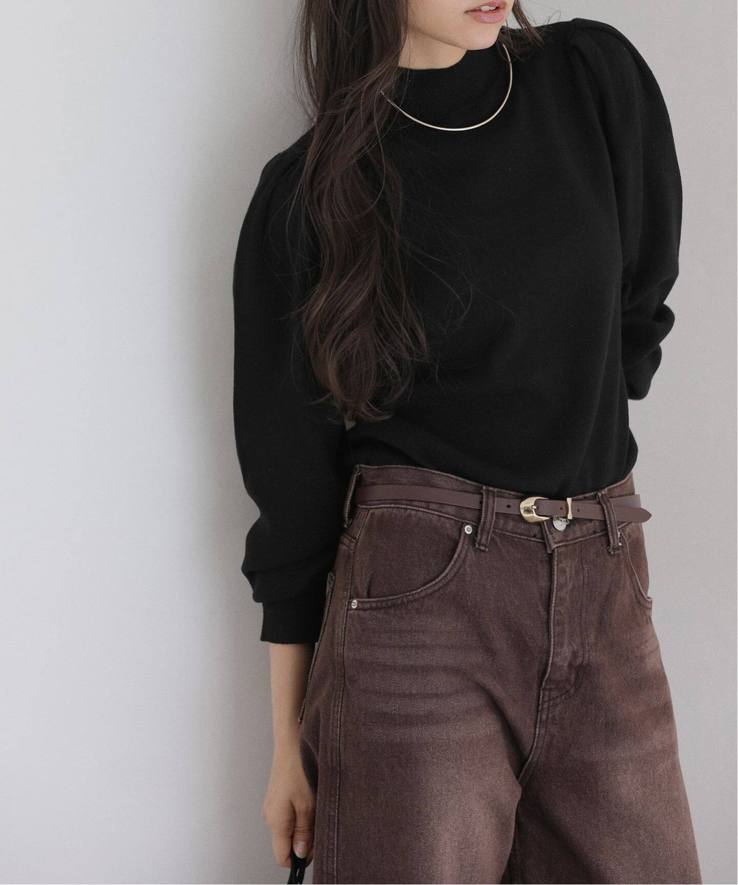 洗える】ウォッシャブルギャザースリーブプルオーバー（ニット