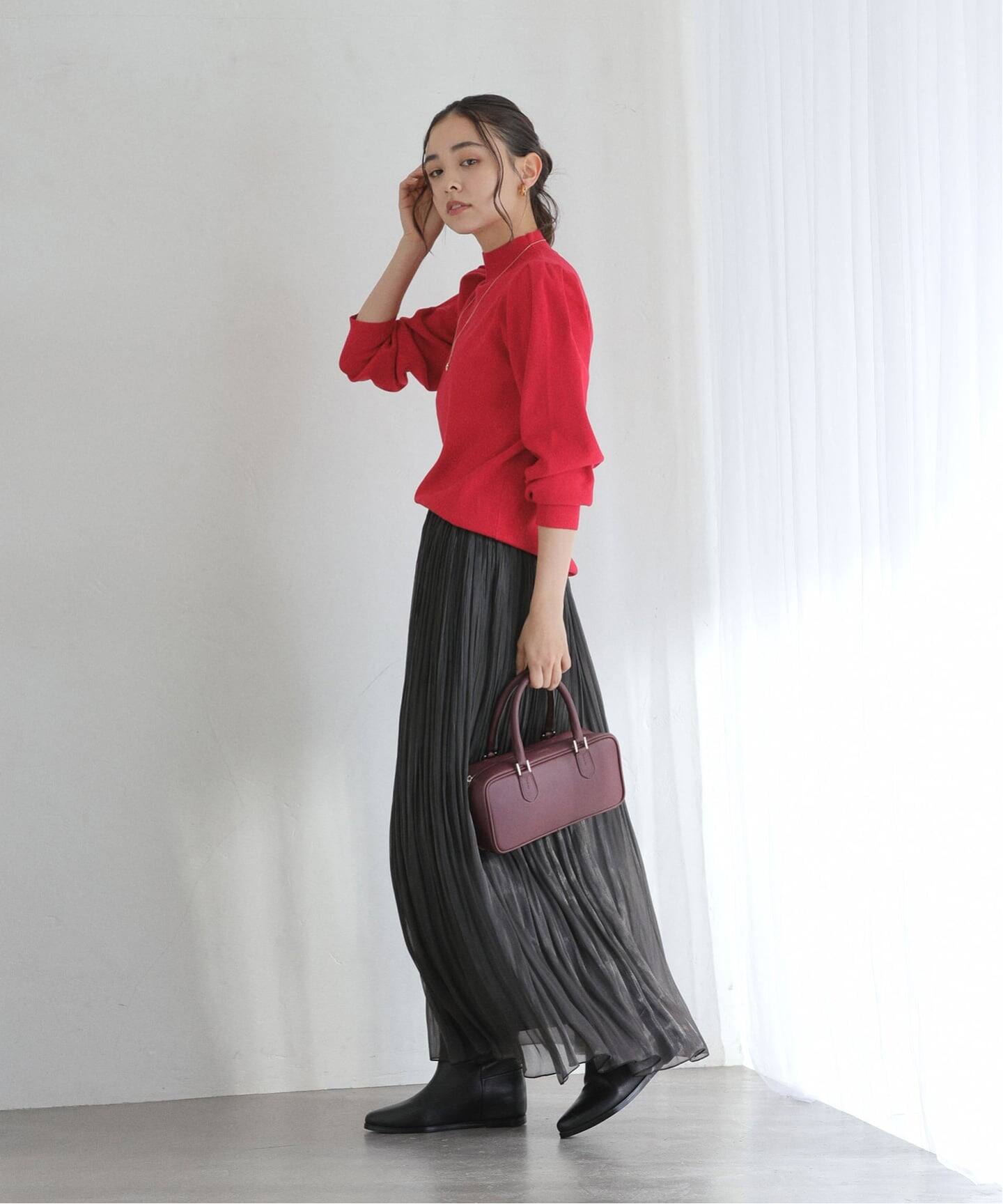 洗える】ウォッシャブルギャザースリーブプルオーバー（ニット