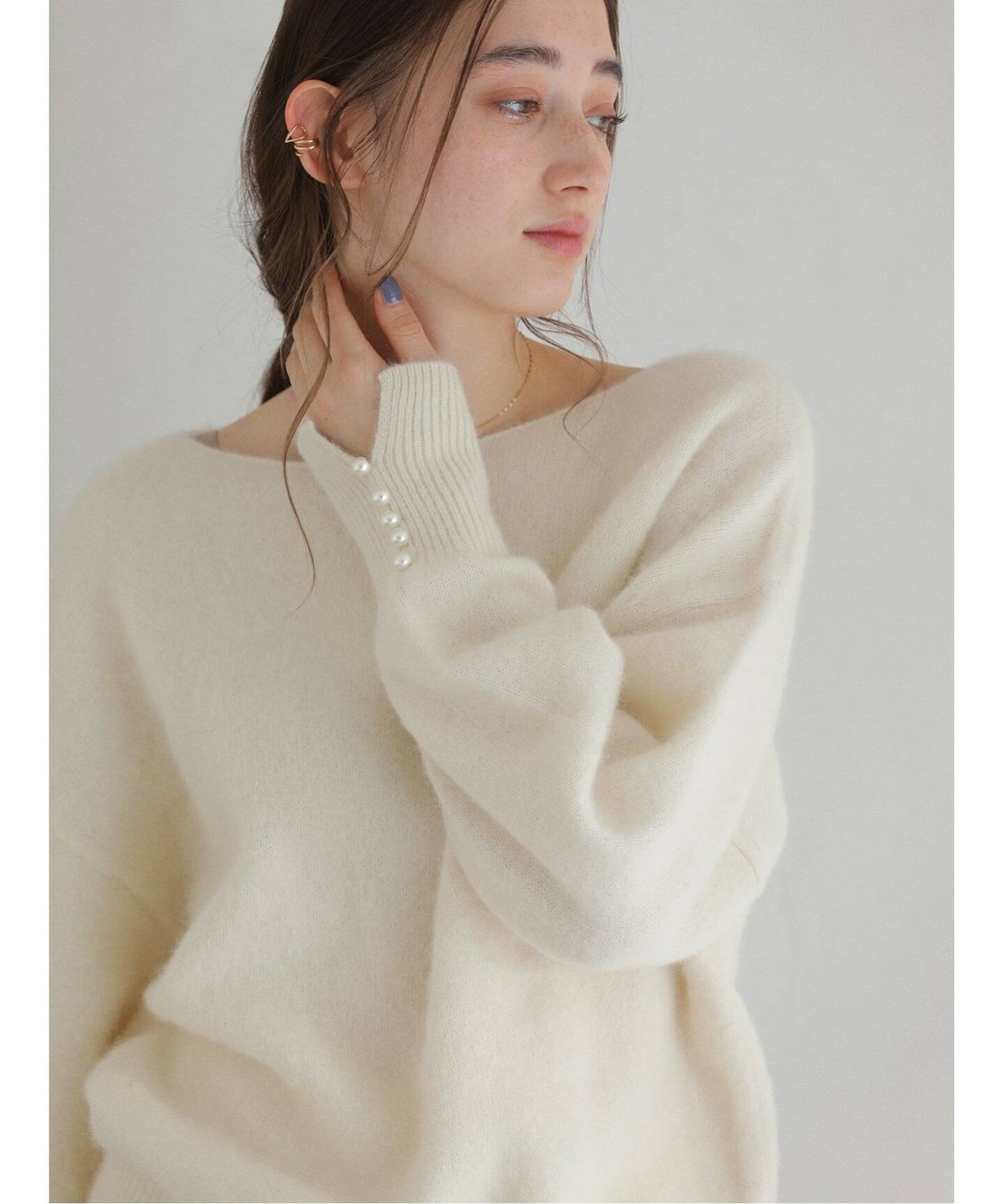 ボタンスリーブFOXブレンドプルオーバー（ニット／セーター）｜La