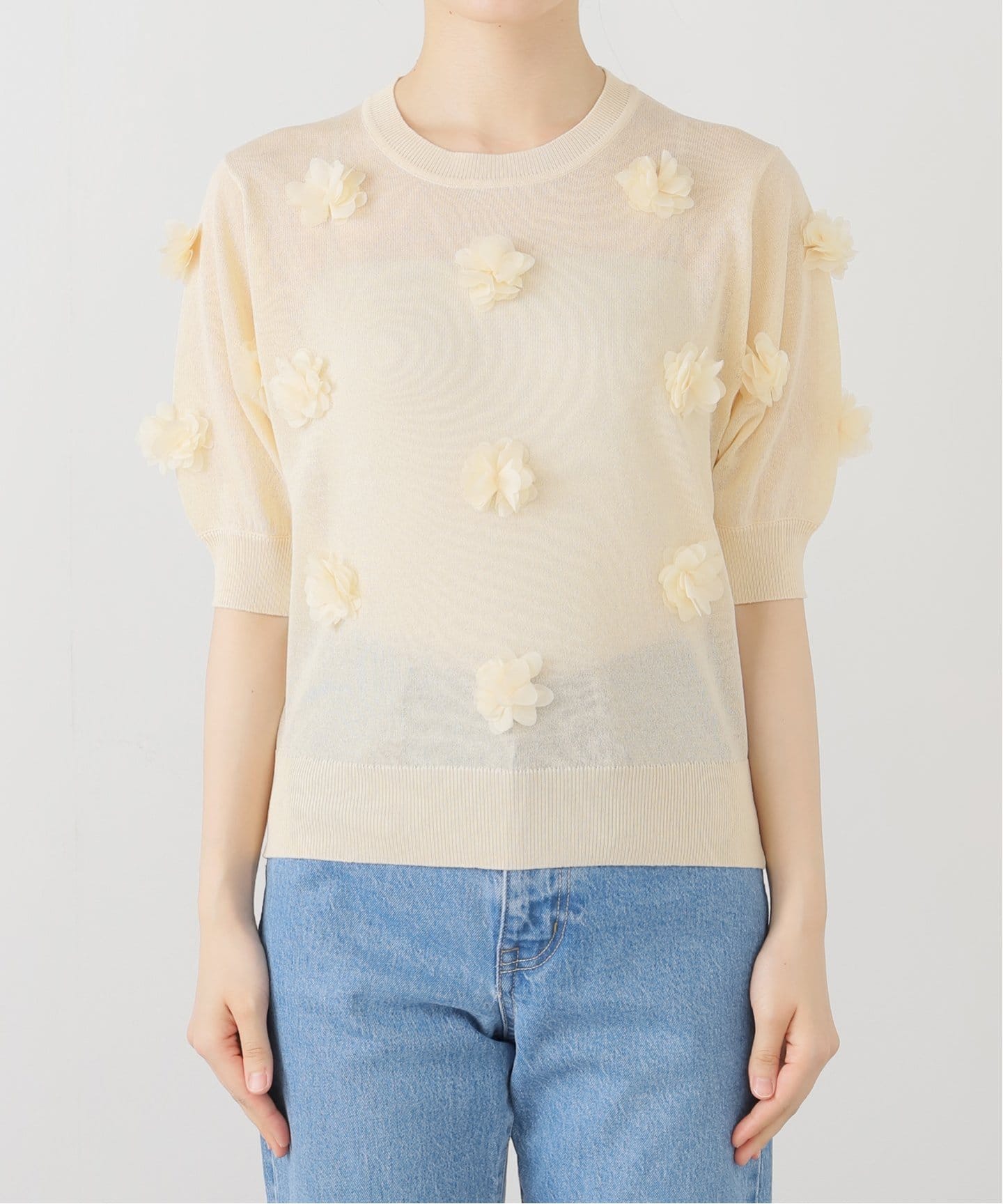 洗える】TORRAZZO DONNA/トラッゾドンナ フラワーモチーフニット