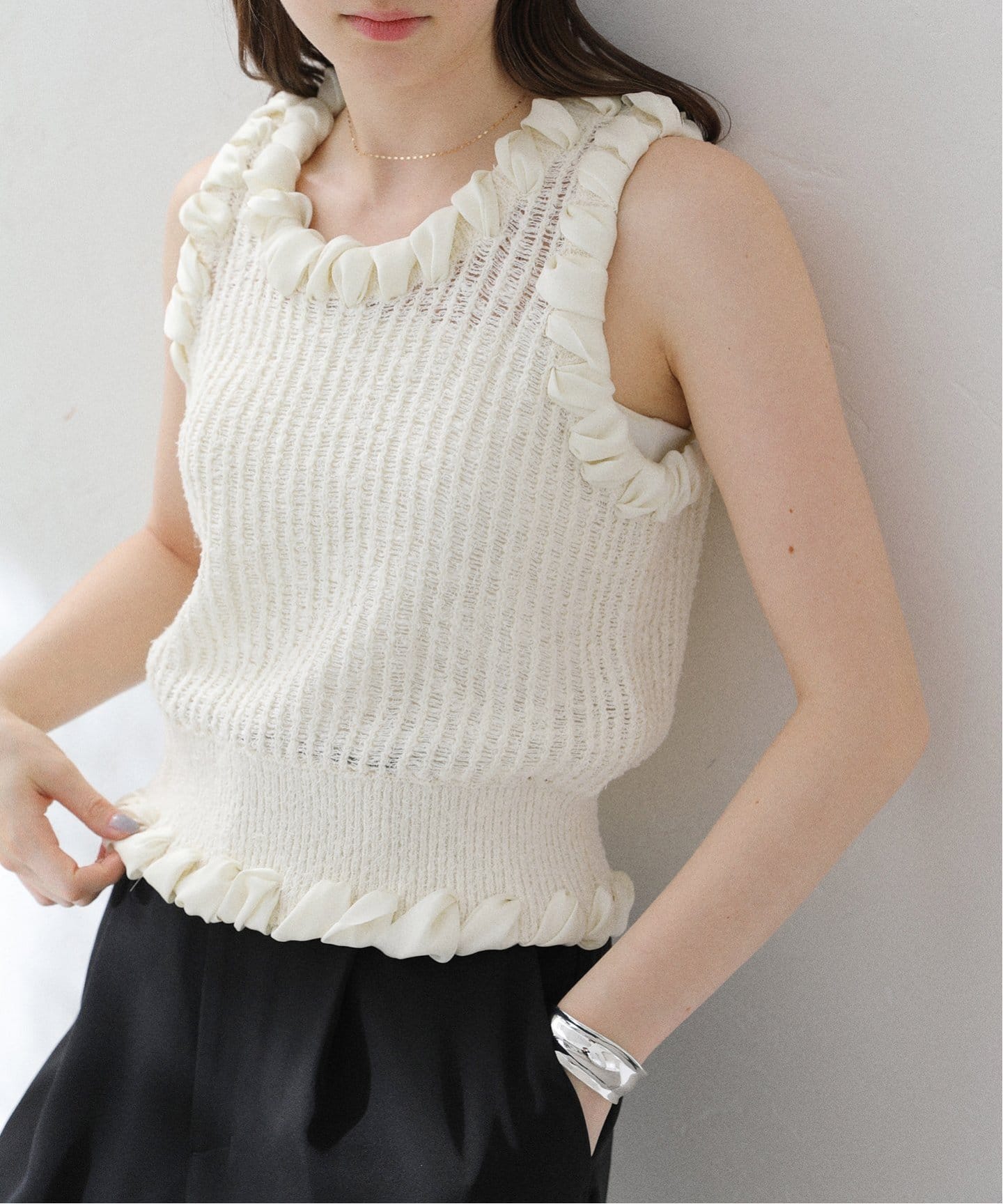 CEaRET/シーレット】Satin Ribbon Knit Tops（ニット／セーター