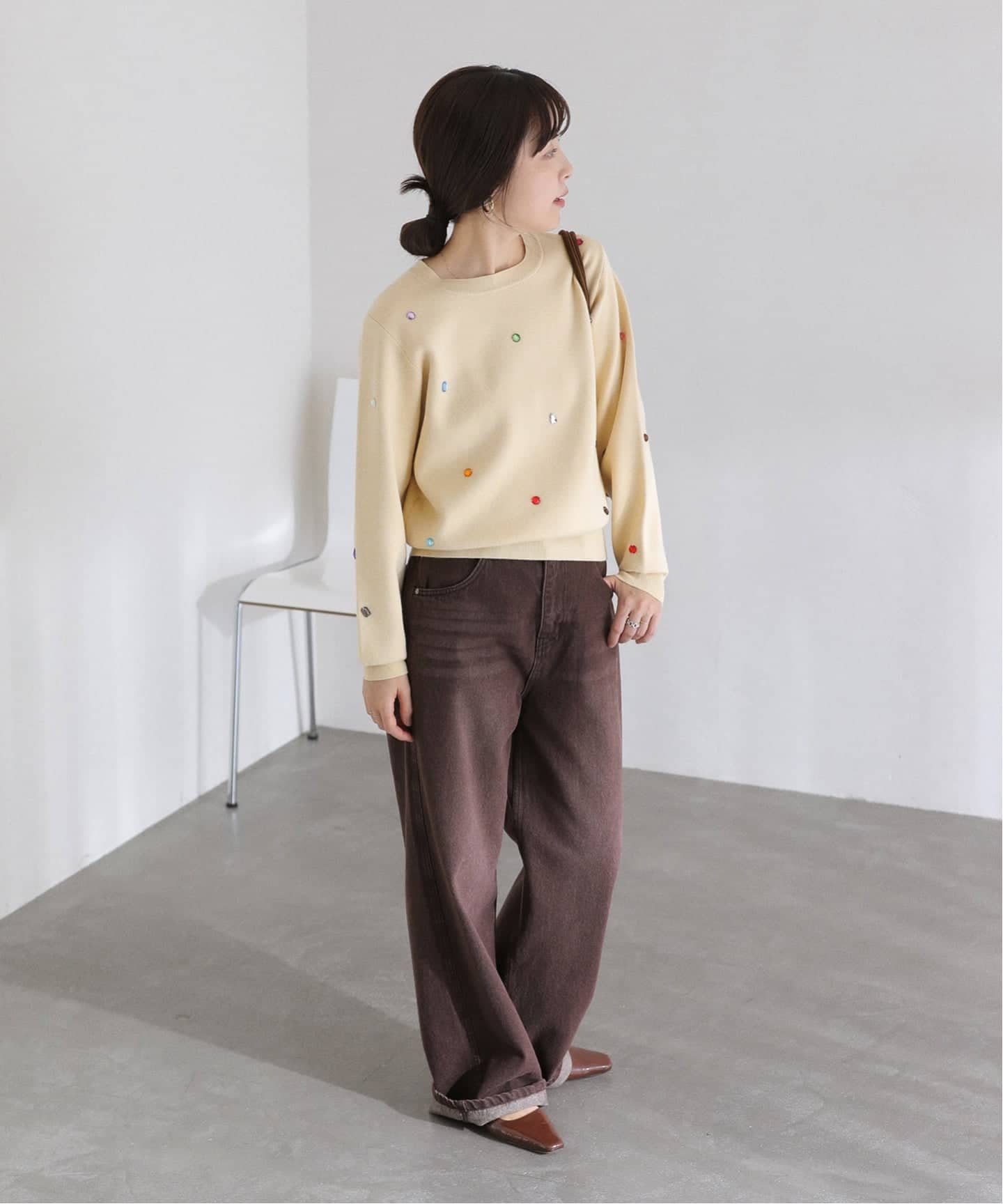 洗える】TORRAZZO DONNA/トラッゾドンナ ジュエリーニットトップス