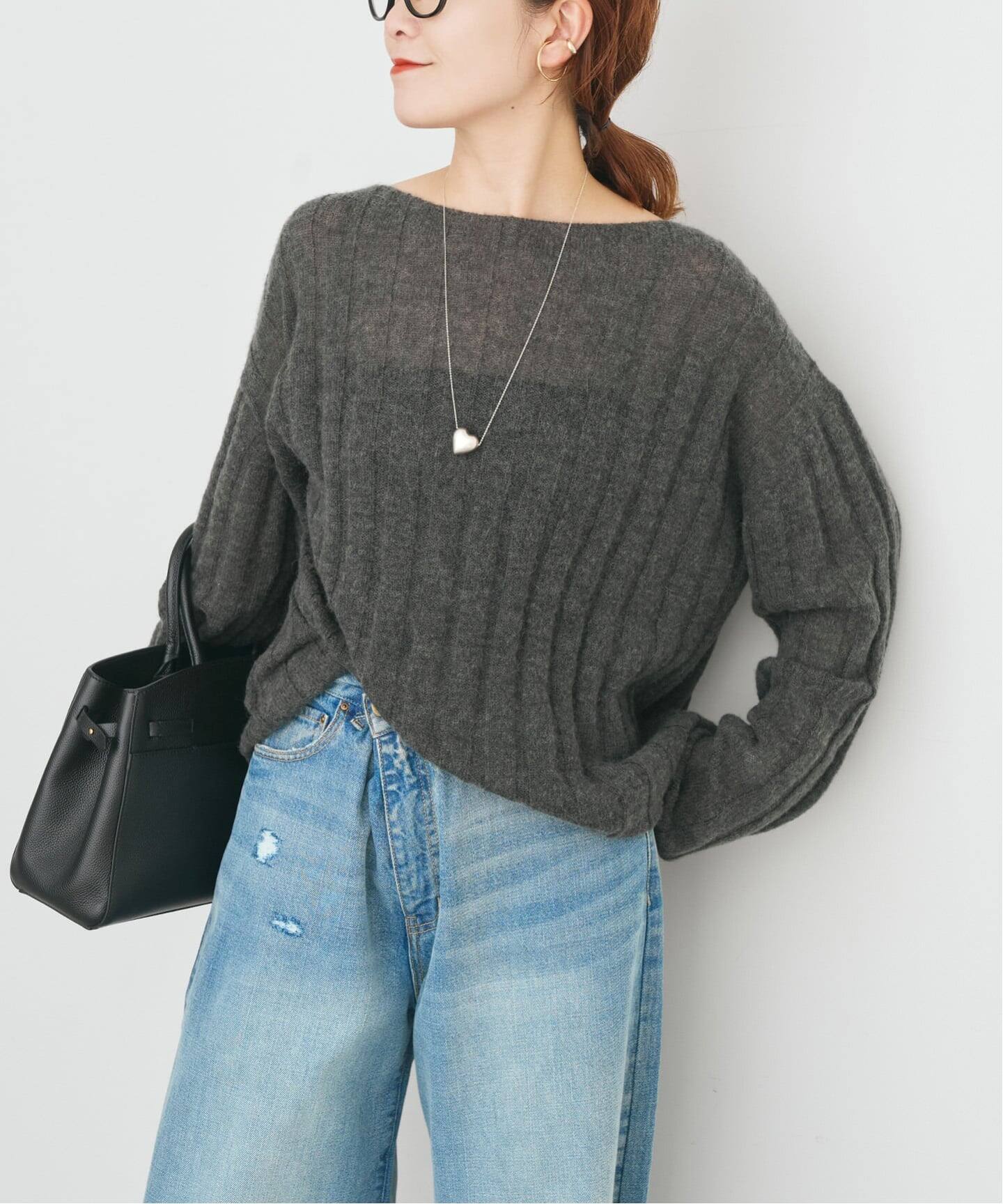 ワイドリブボードネックプルオーバー（ニット／セーター）｜Spick and