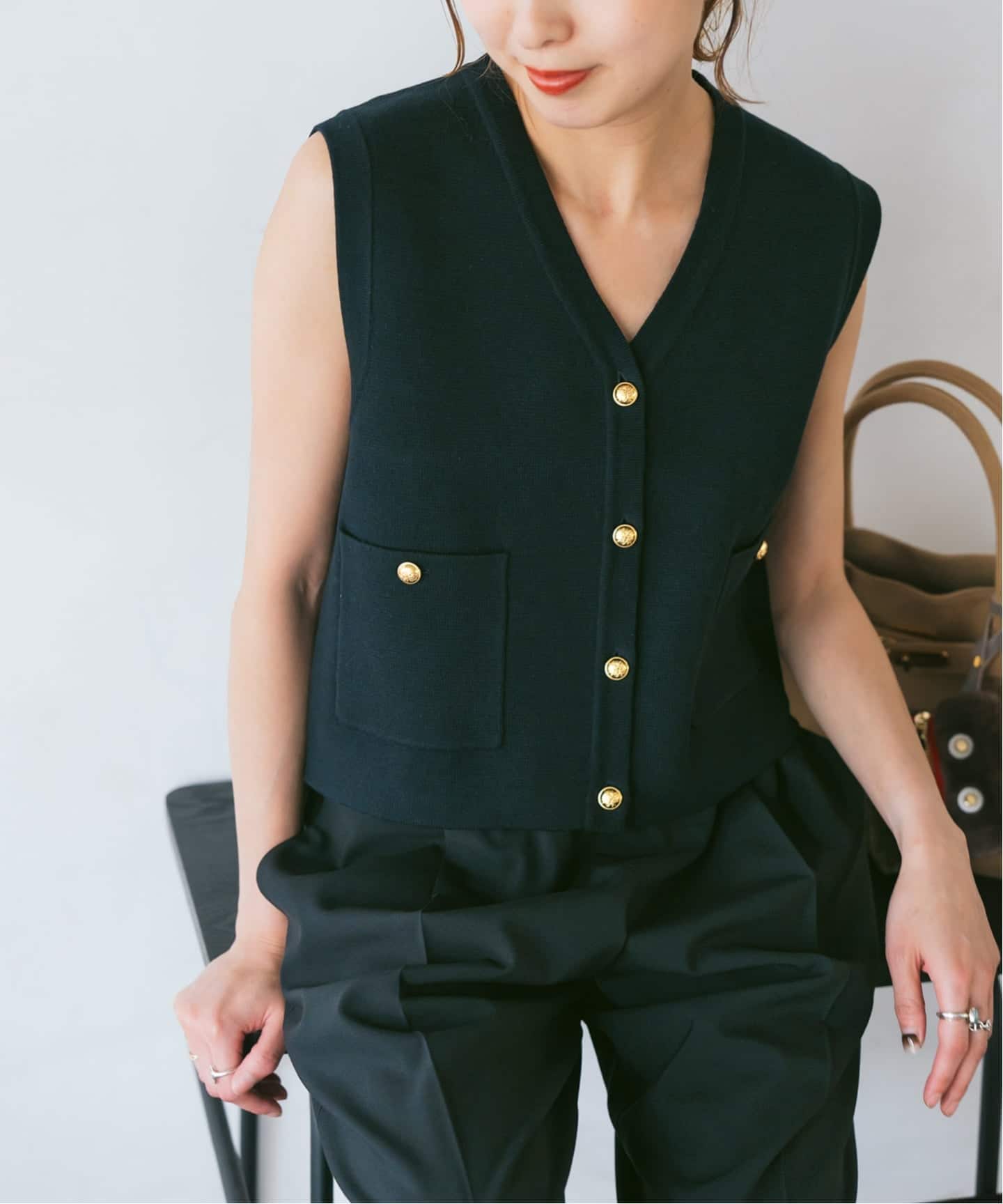 バルキーヤーンミラノリブニットベスト　スピック＆スパン バルキーヤーンミラノリブニットベスト（ベスト）｜Spick and