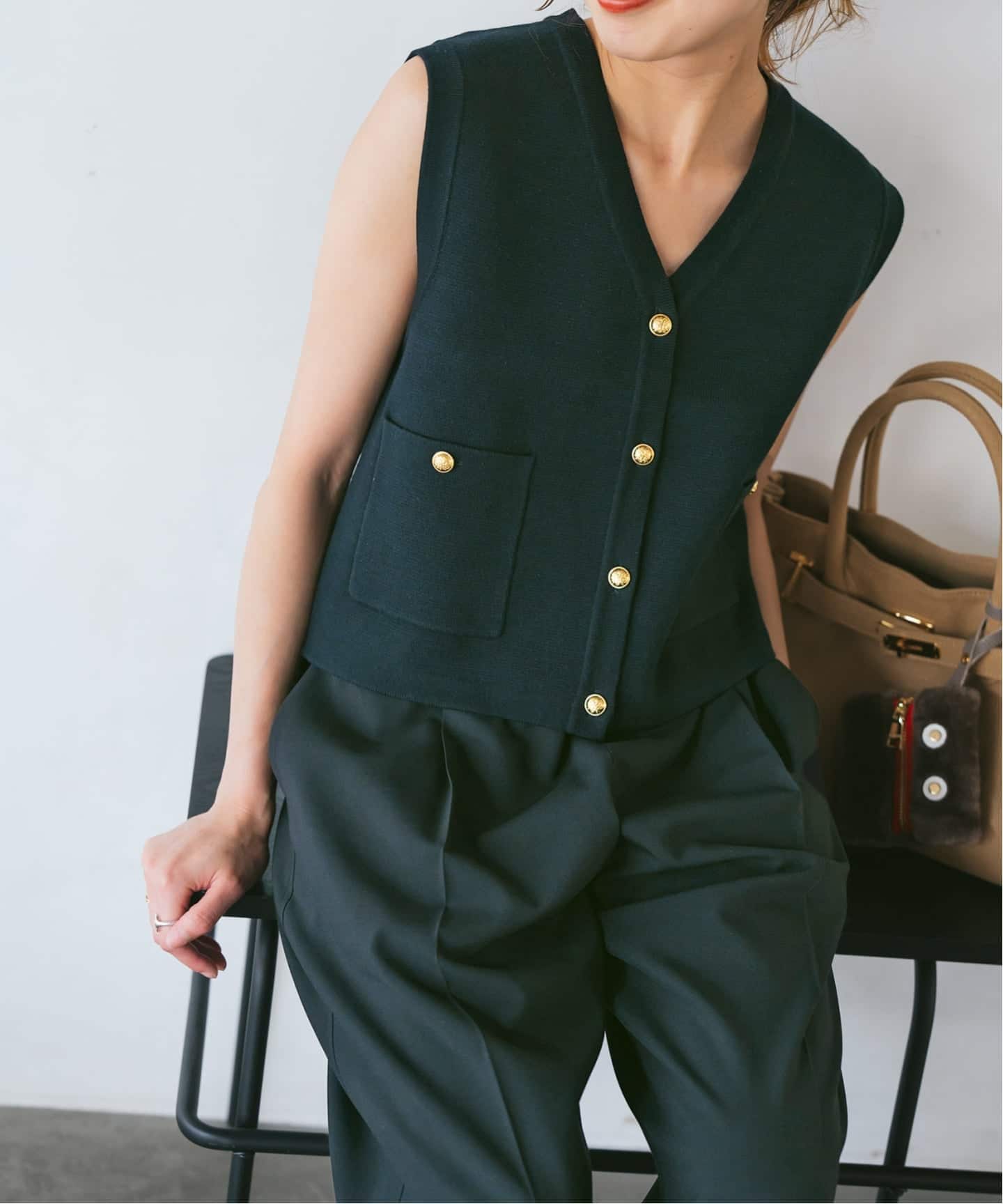 バルキーヤーンミラノリブニットベスト　スピック＆スパン バルキーヤーンミラノリブニットベスト（ベスト）｜Spick and Span