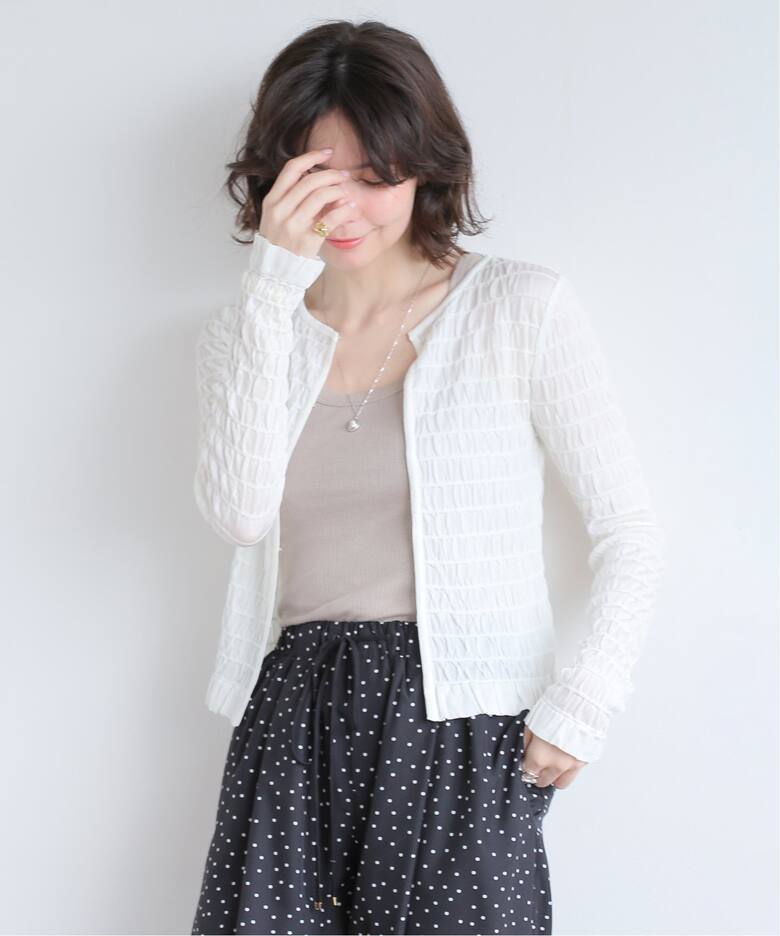 シャーリング編みニットカーディガン（カーディガン）｜Spick & Span 