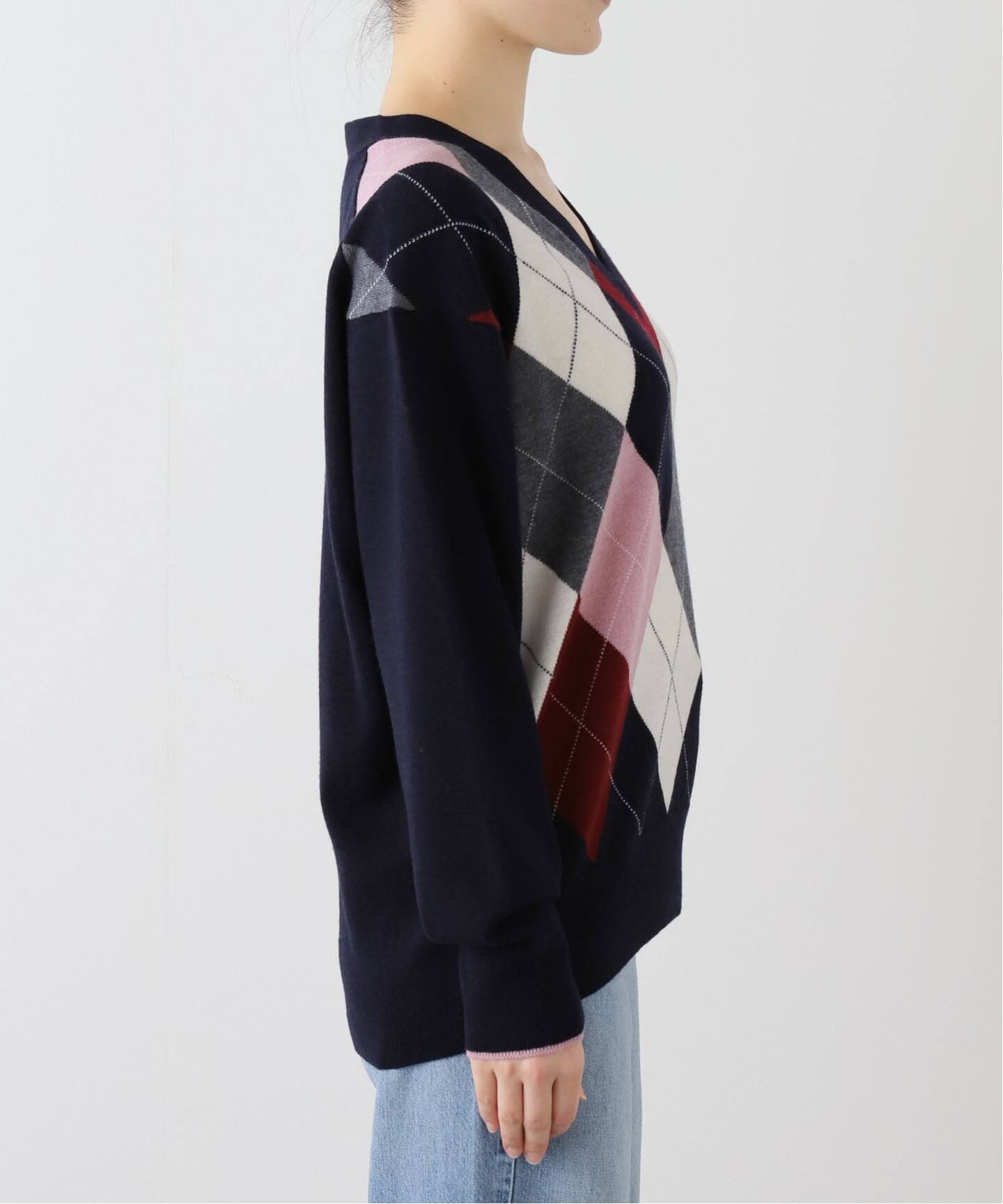 ドゥーズィエムクラス Argyle Vネック プルオーバー アーガイルVネック