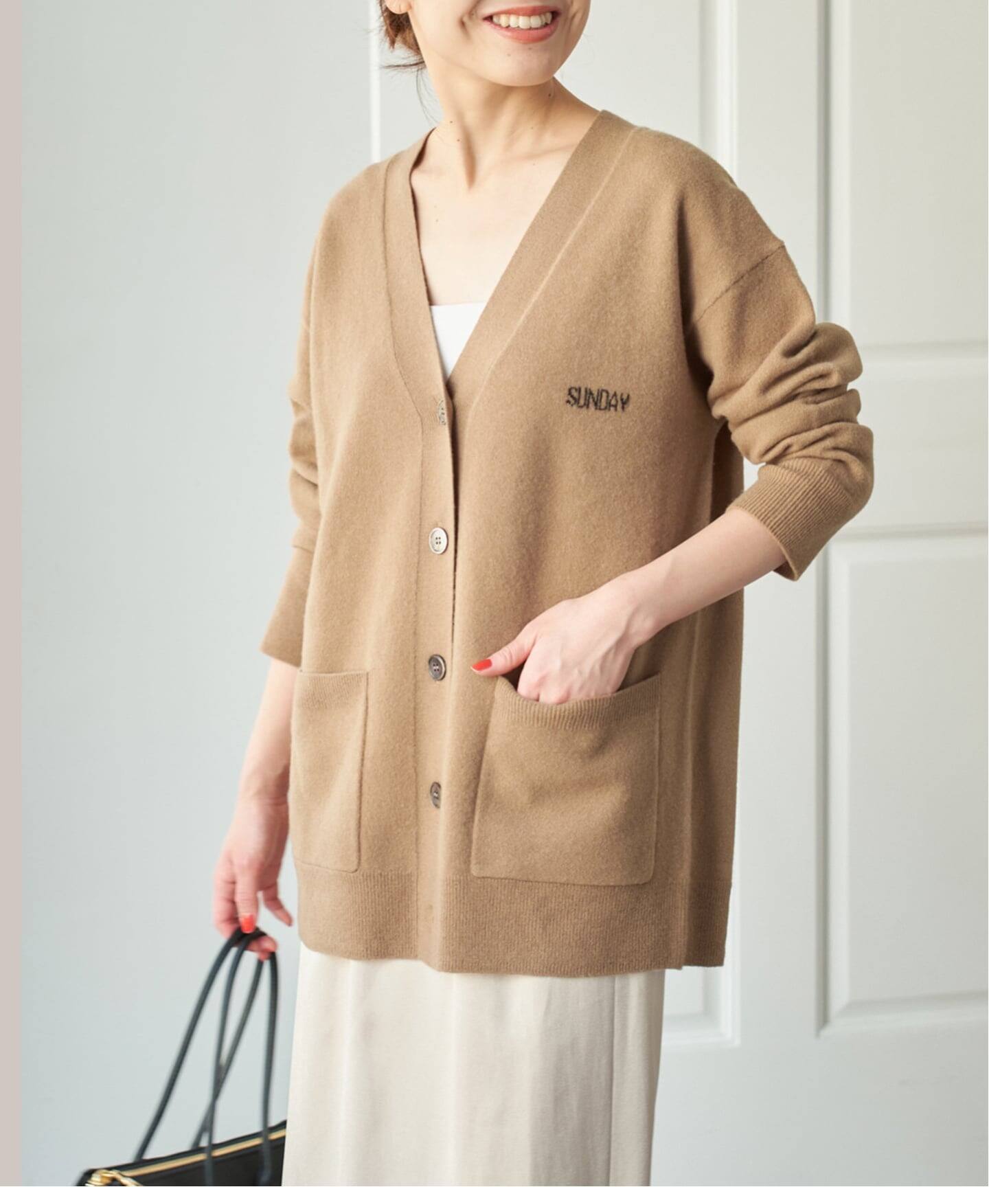 Spick & Span ロゴジャガード Vネックカーディガン ロゴジャガードVネックカーディガン（カーディガン）｜Spick & Span