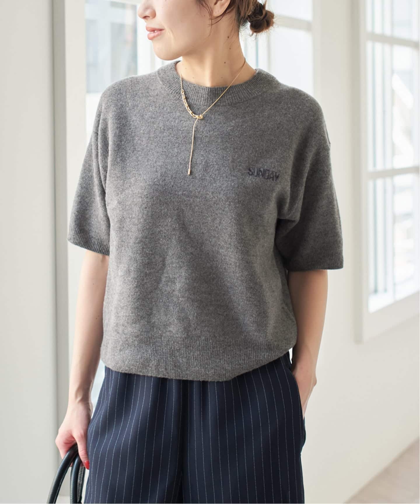 ロゴジャガードハーフスリーブニット（ニット／セーター）｜Spick and