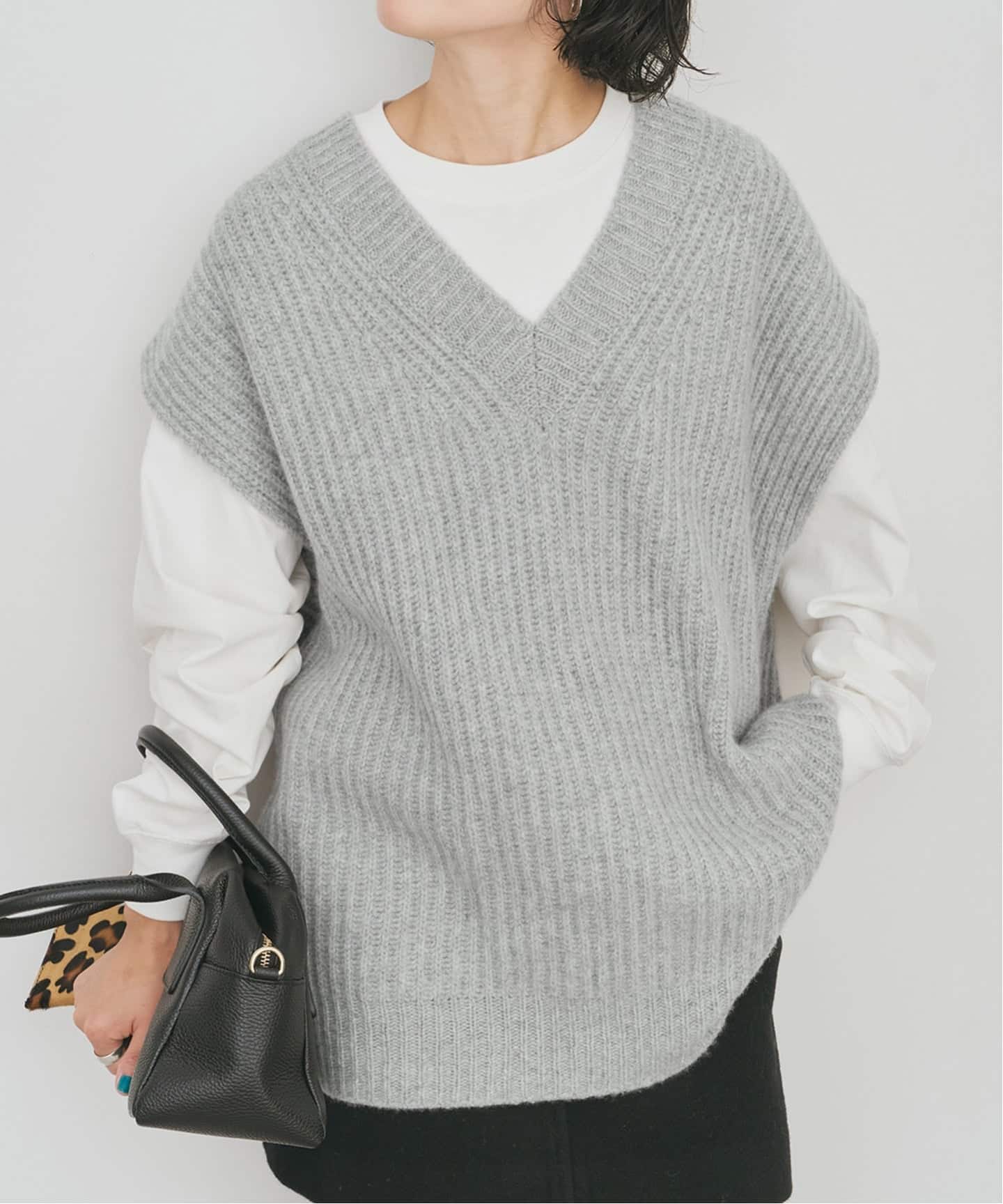 オーバーサイズVネックニットベスト オーバーサイズVネックニットベスト（ベスト）｜Spick and Span