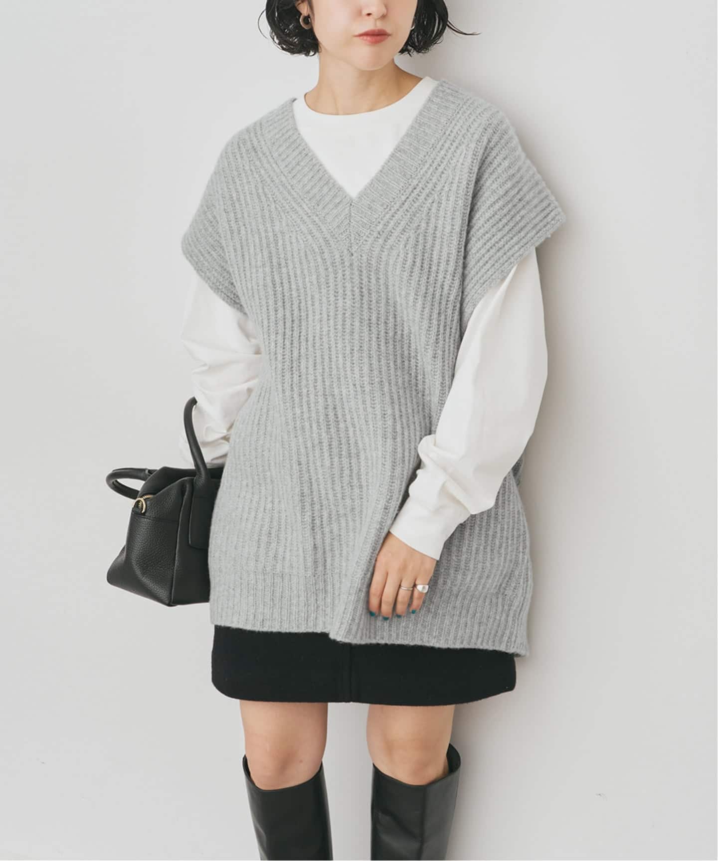 オーバーサイズVネックニットベスト オーバーサイズVネックニットベスト（ベスト）｜Spick and Span