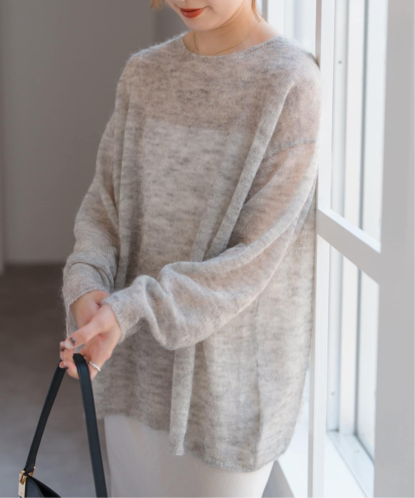 新品spick and span ルーズモヘヤMIXボートネックニット Spick＆Span ニット ルーズモヘヤMIXボートネックニット