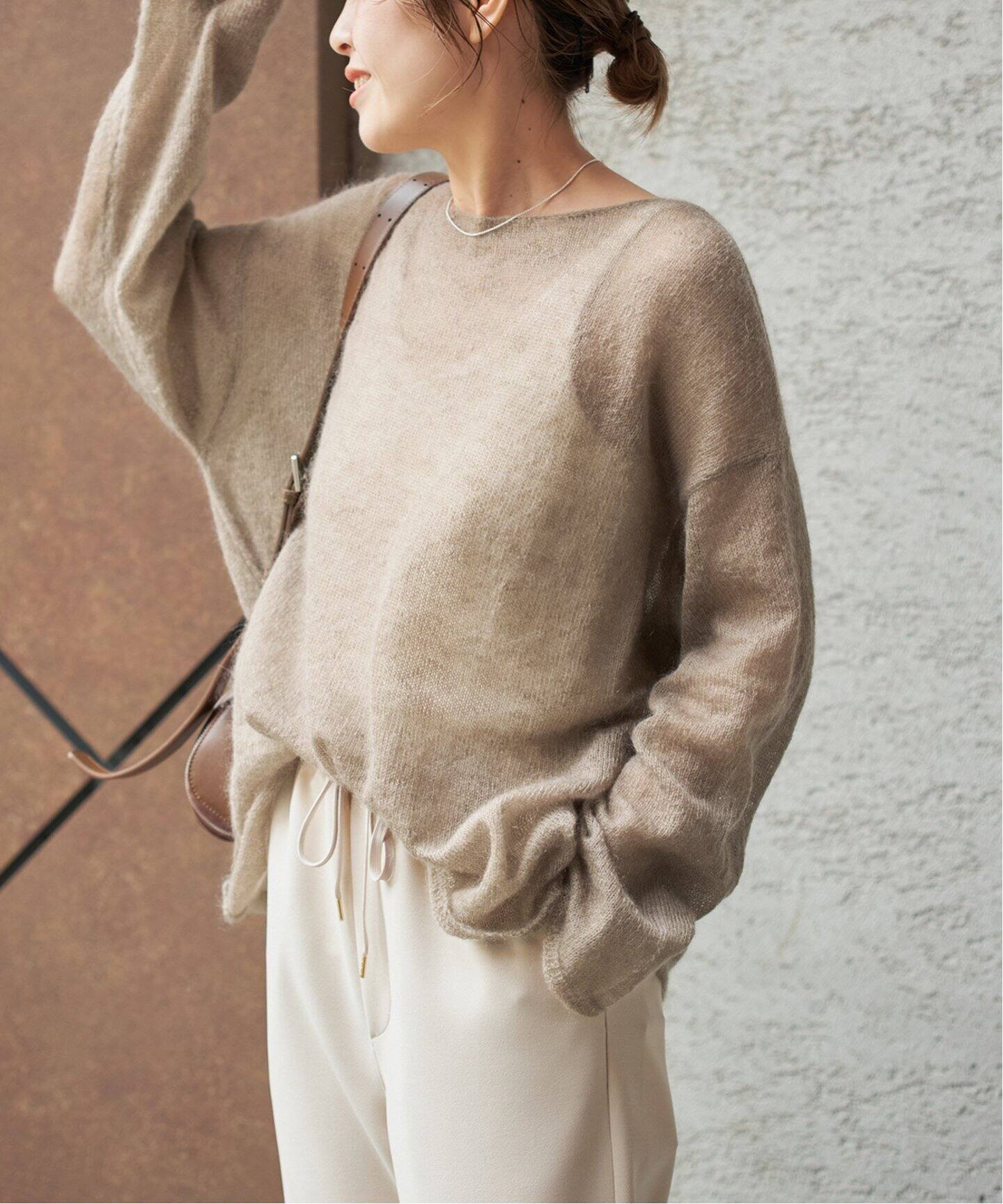 追加》ルーズモヘヤミックスボートネックニット（ニット／セーター