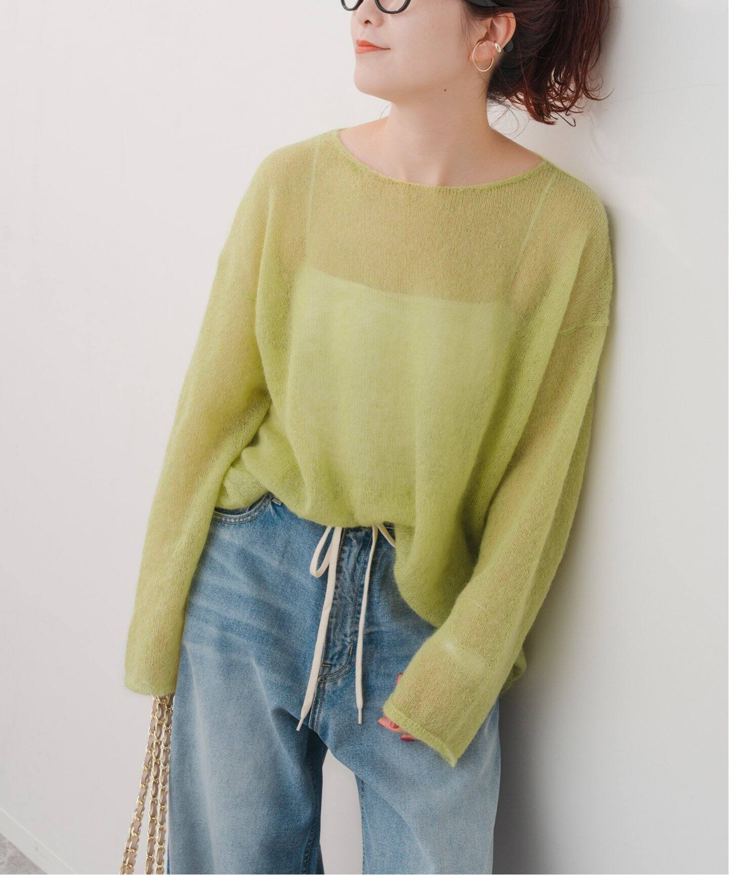 Spick&Span　ルーズモヘヤMIXボートネックニット Spick＆Span ニット ルーズモヘヤMIXボートネックニット