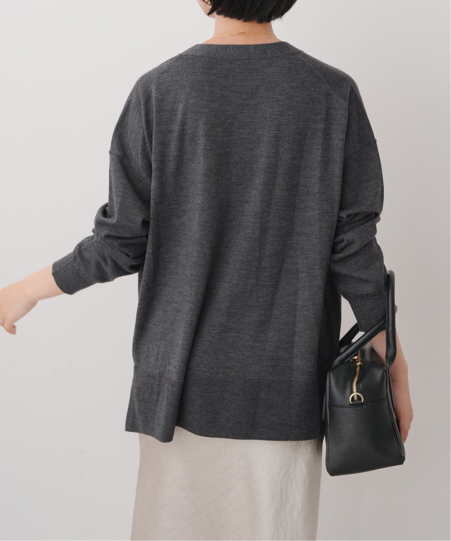Spick&Span 18G Vネックカーディガン　グレー　スピックアンドスパン 追加》18Gカーディガン（カーディガン）｜Spick and Span