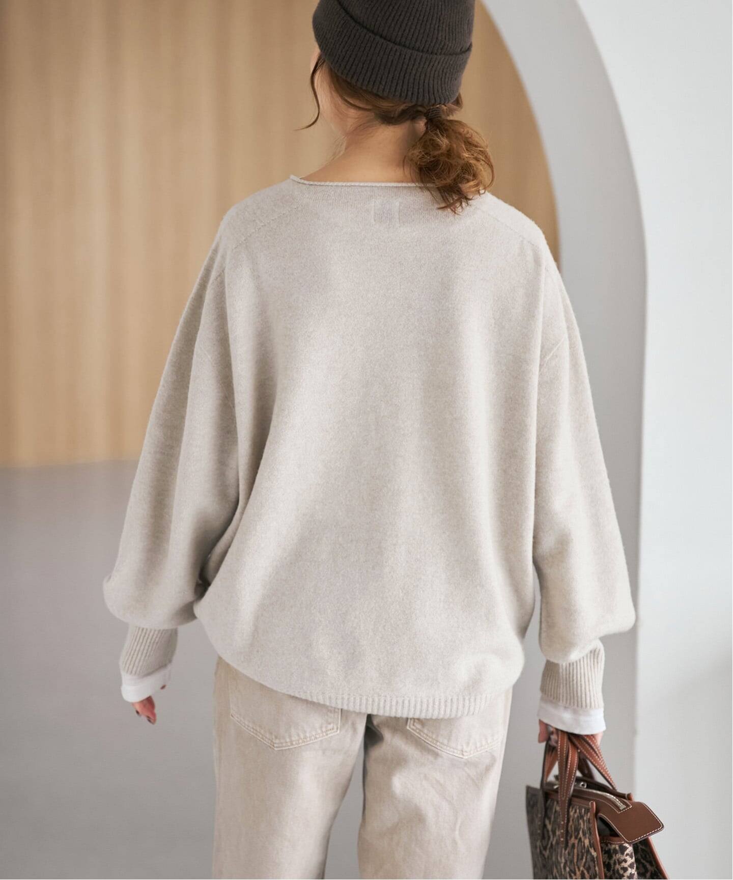 スピックアンドスパン CHESS ルーズボートネックニット 24AW ピンク 追加》CHESSルーズボートネックプルオーバー（ニット/セーター