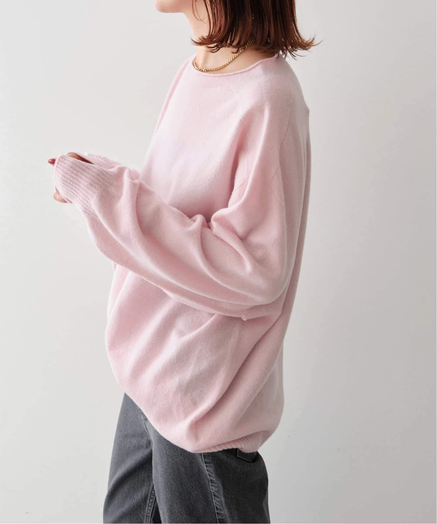 スピックアンドスパン CHESS ルーズボートネックニット 24AW ピンク 新色有り / 追加2》CHESSルーズボートネックプルオーバー（ニット