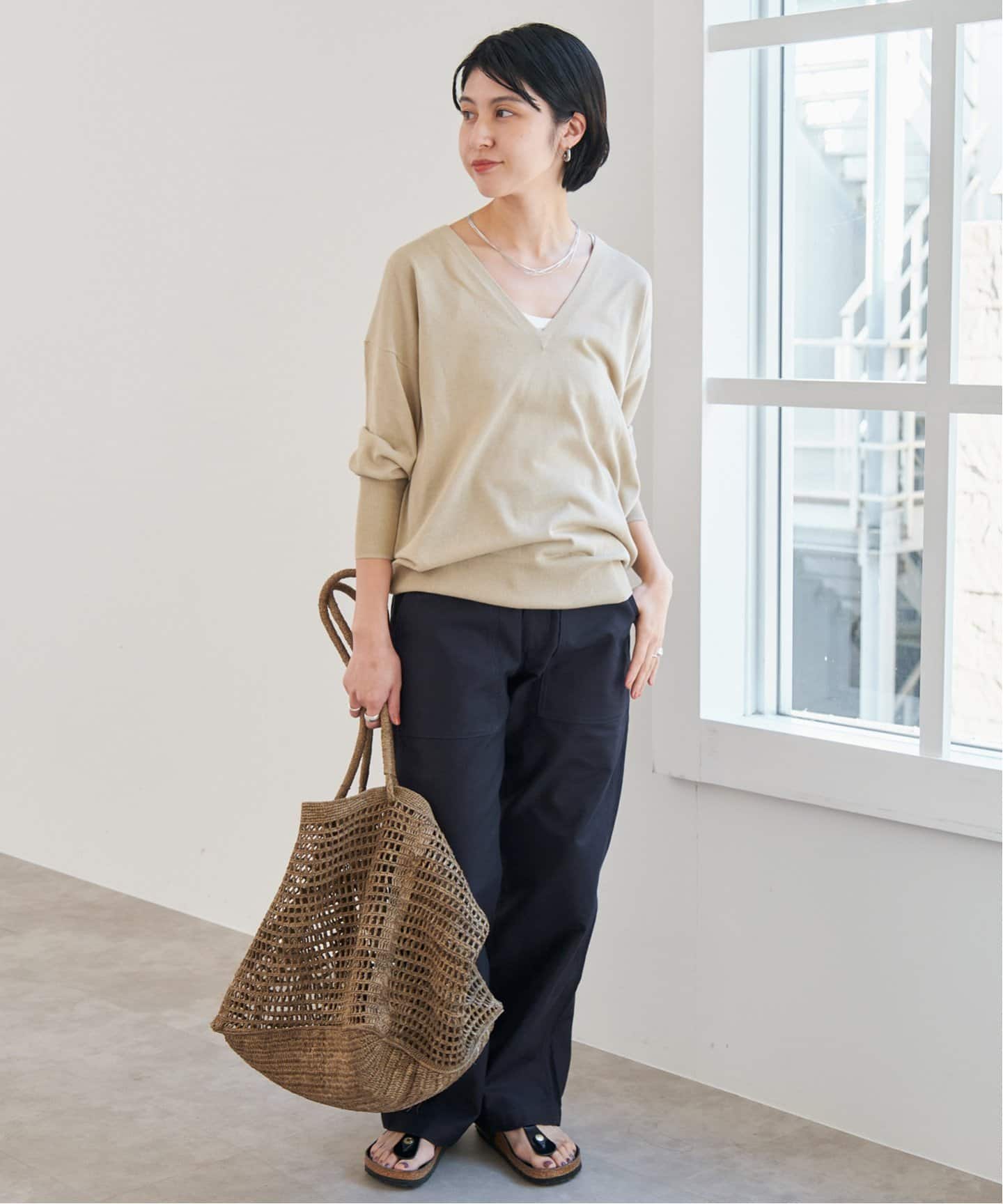 シルキーヤーンVネックプルオーバー（ニット／セーター）｜Spick