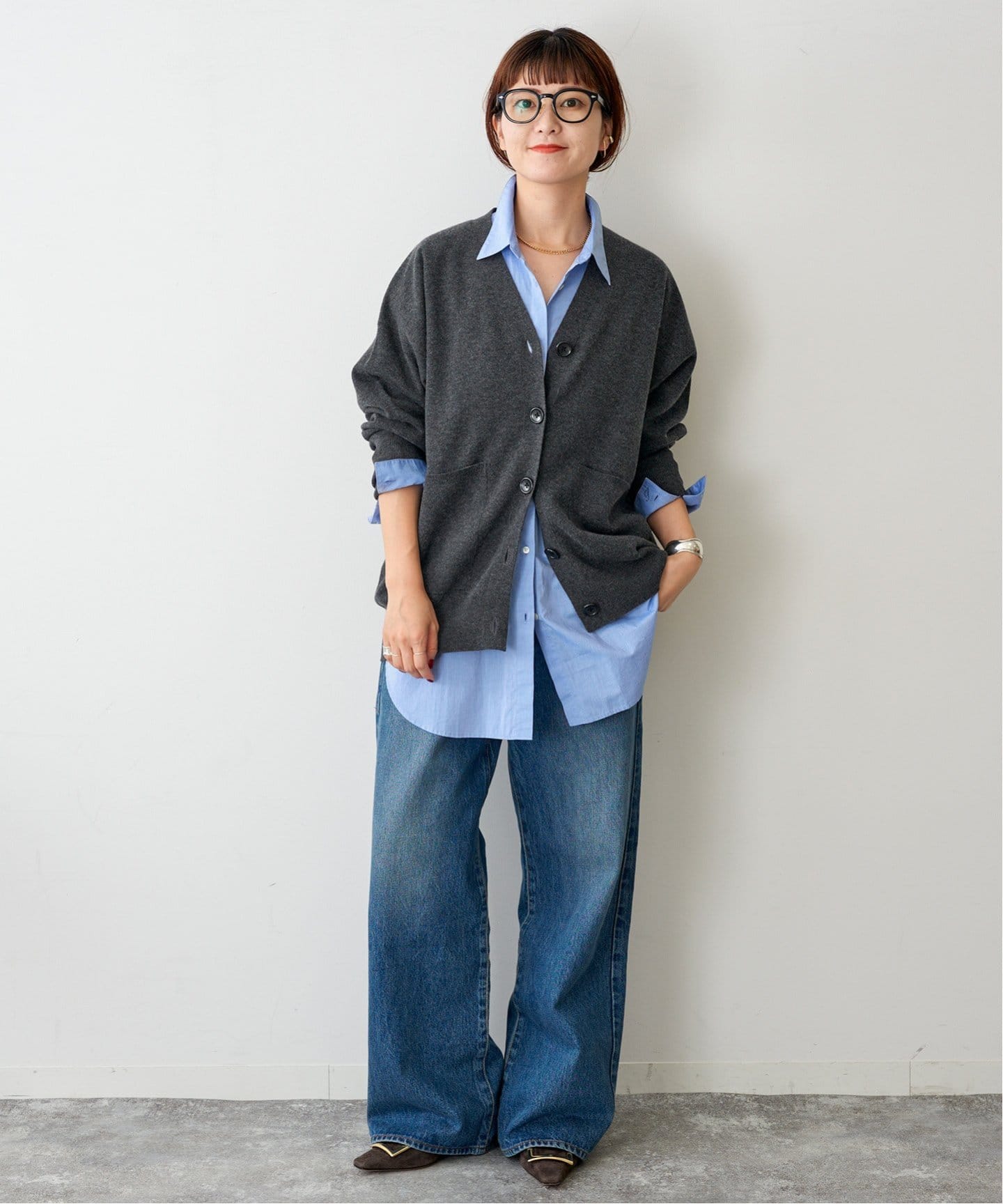 Spick and Span ダブルジャガードビッグカーディガン Spick & Span 22AW ダブルジャガードビッグカーディガン