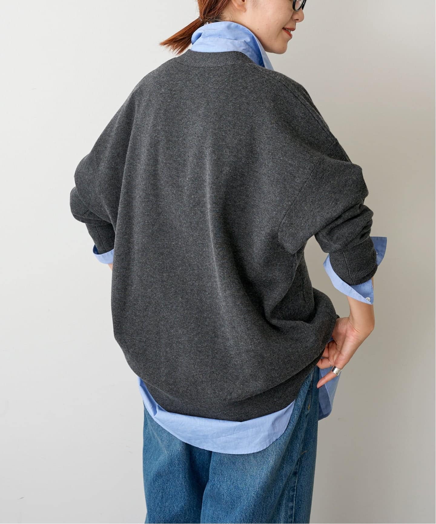 Spick&Span ダブルジャガードビックカーディガンフリーサイズ ブラック ≪追加≫C/ACダブルジャガードカーディガン（カーディガン