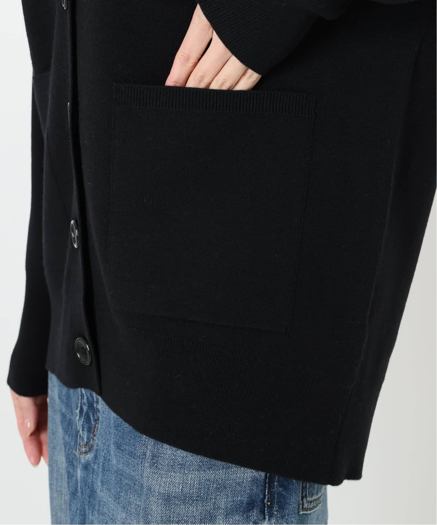 新品タグ付き 今季 Spic&Span ダブルジャガードカーディガン 黒 ≪追加≫C/ACダブルジャガードカーディガン（カーディガン