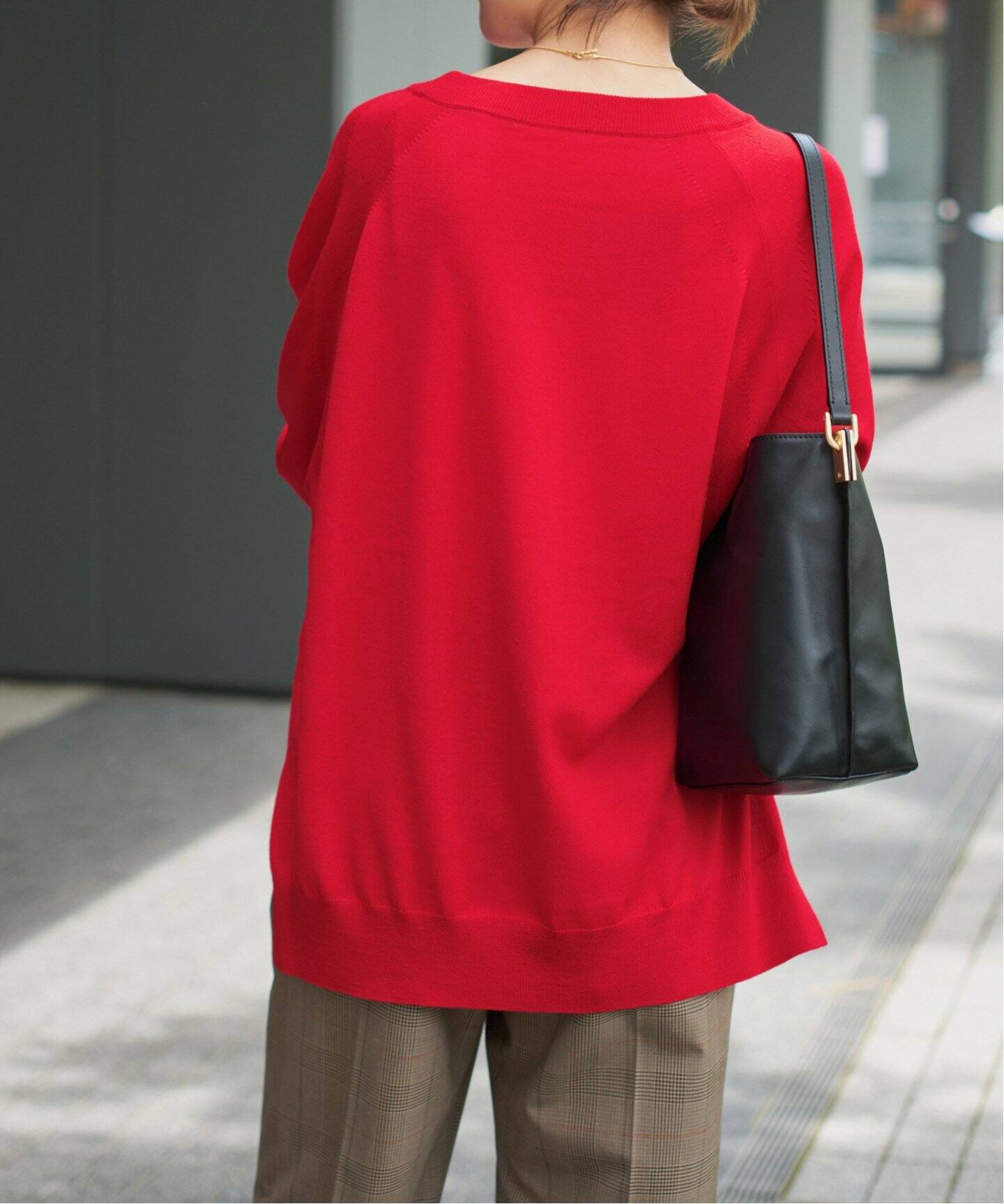 ★未使用★Spick and Span 　ボリュームスリーブ　薄手ニット　赤 予約》ウォッシャブルラグランスリーブプルオーバー（ニット