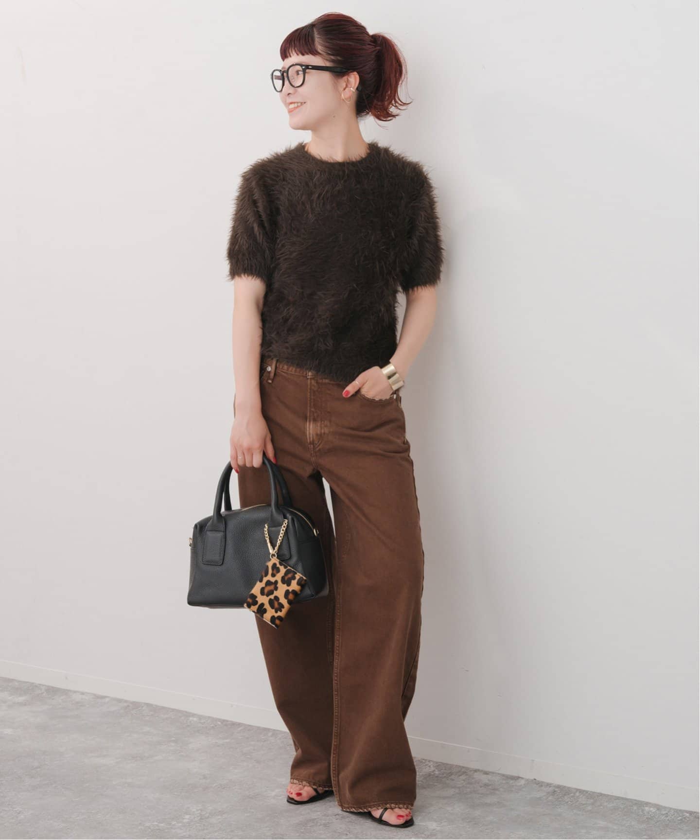 フェザーヤーンハーフスリーブニット Spick＆Span ニット セーター 「追加」手洗い可 / フェザー