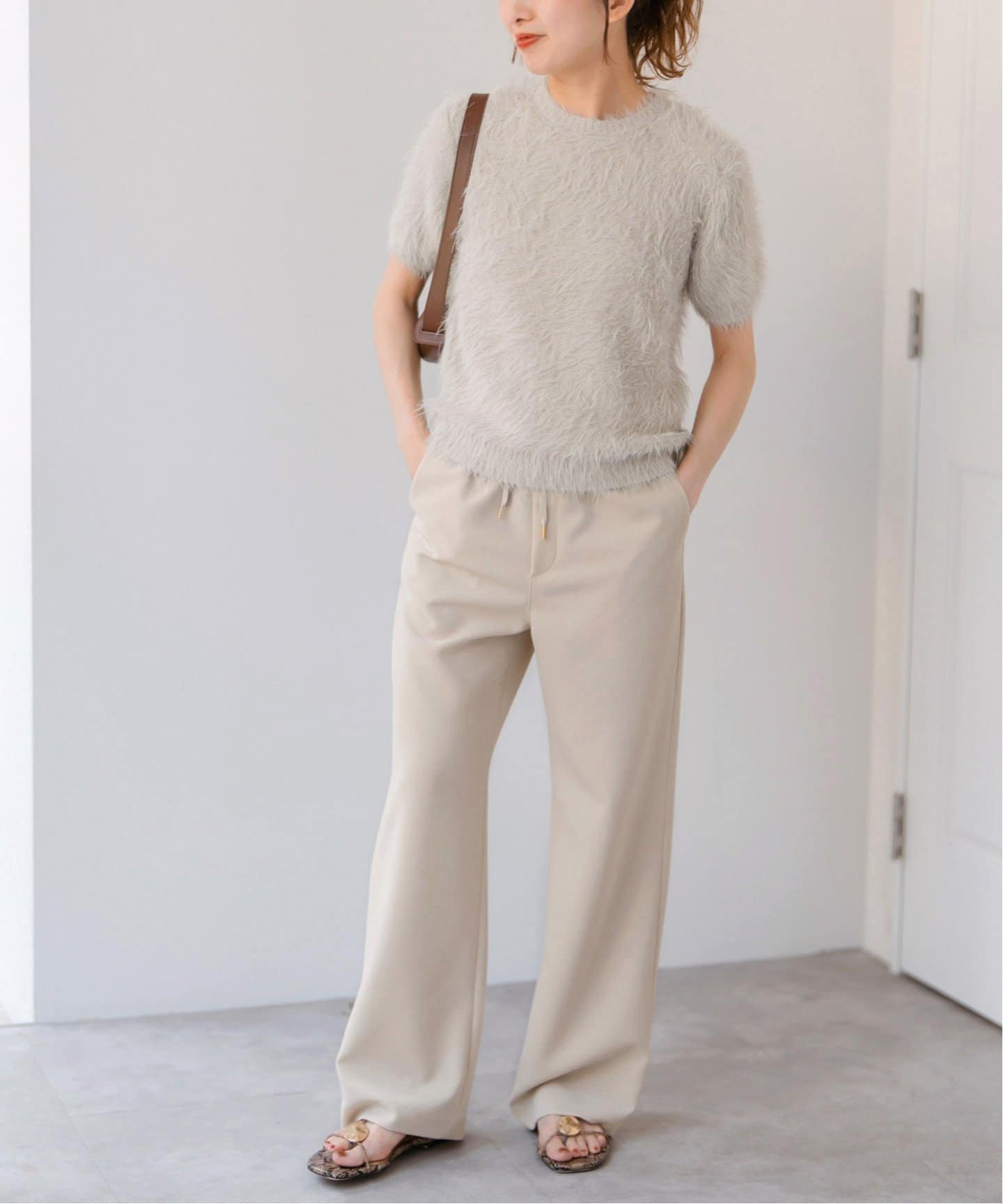 追加》手洗い可 / フェザーヤーンハーフスリーブニット（ニット