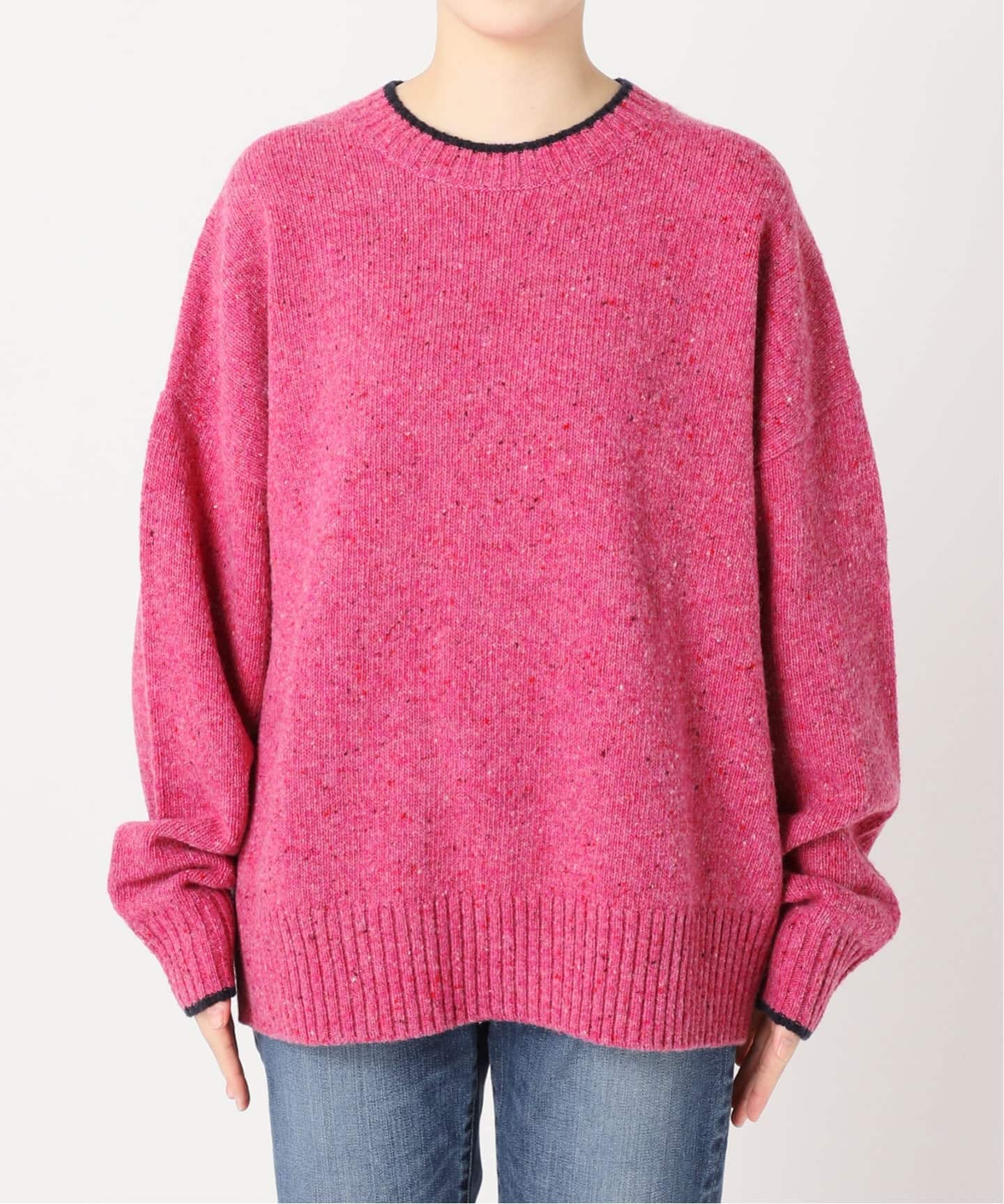 【タグ付試着のみ】2024 スピックアンドスパン　ロゴインターシャニット　ピンク Spick & Span（スピックアンドスパン）の「ロゴ インターシャニット