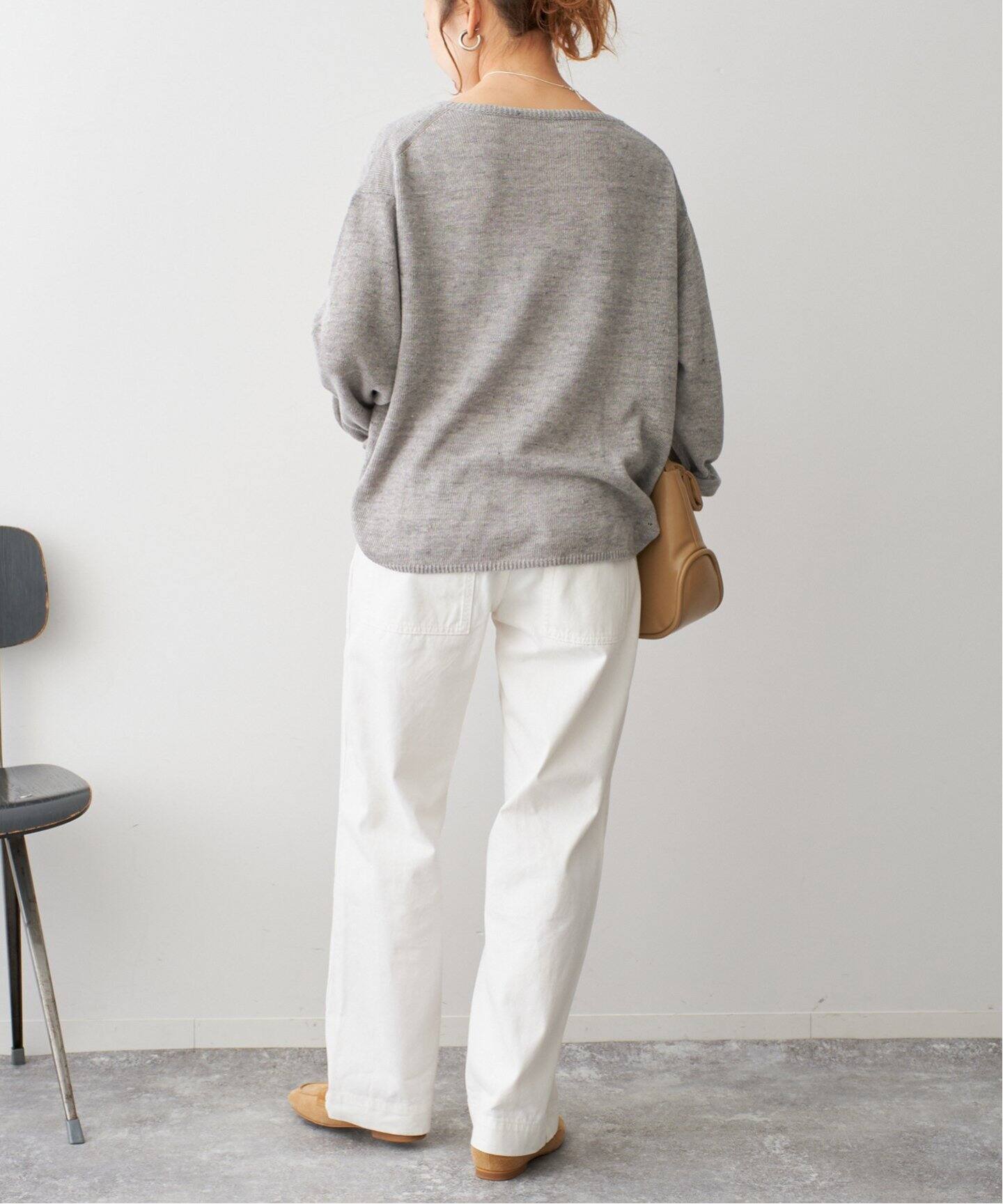 Spick and Span　リネンコットンルーズプルオーバー　グレー 追加》手洗い可 / リネンコットンルーズプルオーバー（ニット