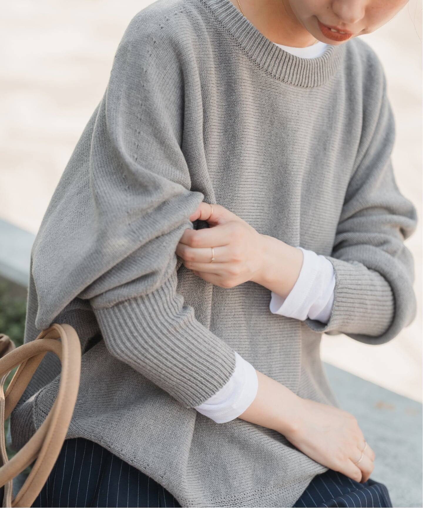 追加2》バルキーヤーンドルマンロングリブニット（ニット／セーター