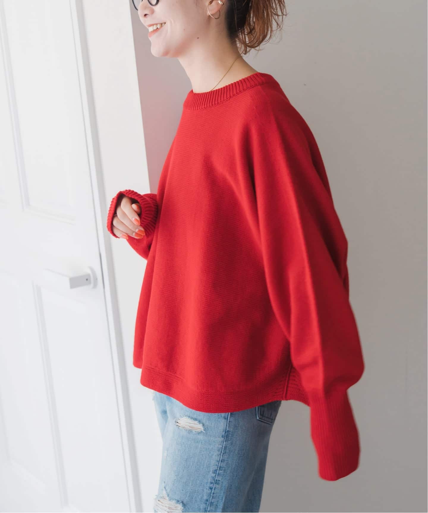 【15400円】SpickandSpan バルキーヤーンドルマンロングリブニット Spick & Span｜《WEB限定追加》手洗い可 / バルキーヤーン