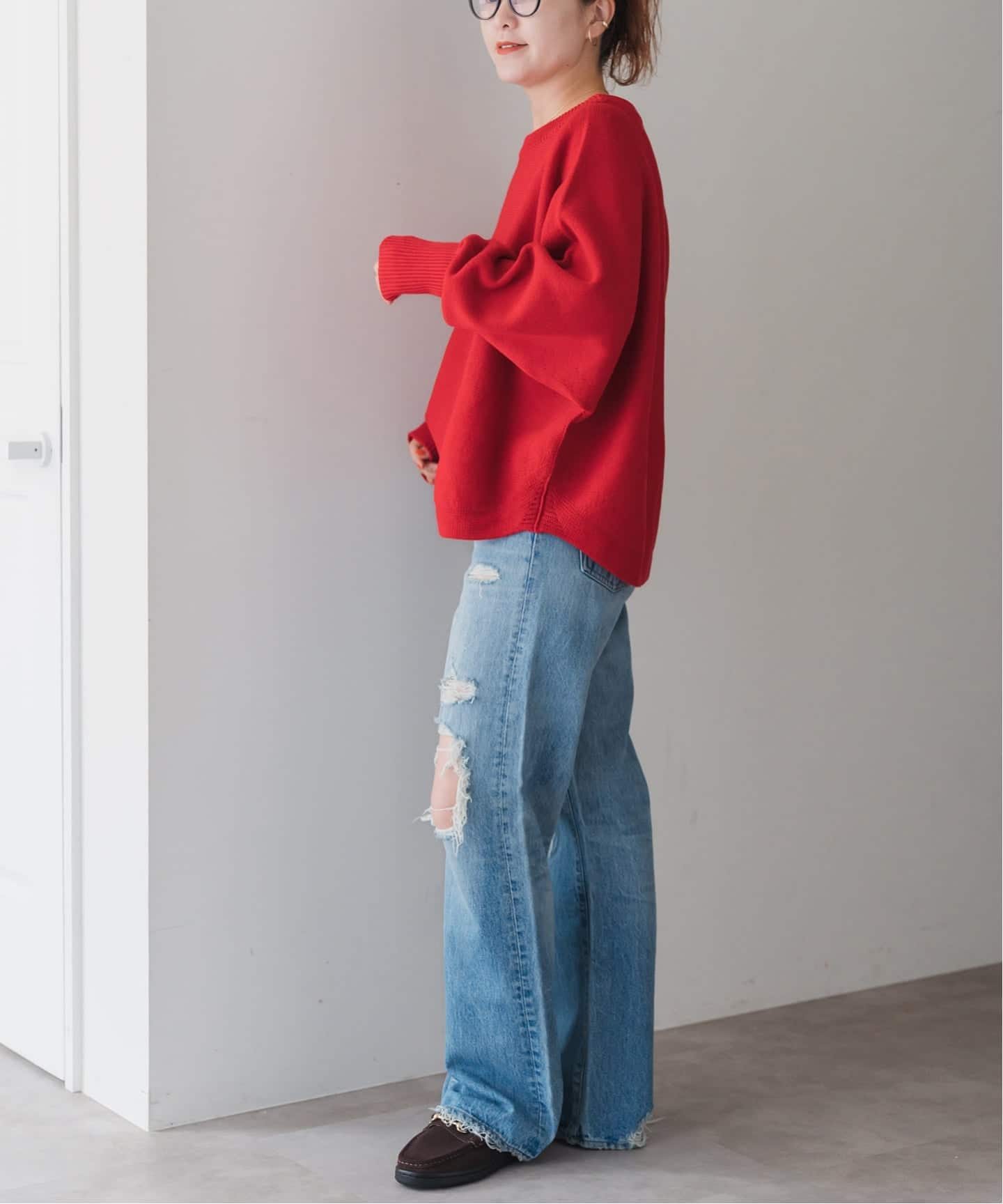 【15400円】SpickandSpan バルキーヤーンドルマンロングリブニット Spick & Span｜《追加2》バルキーヤーンドルマンロングリブニット