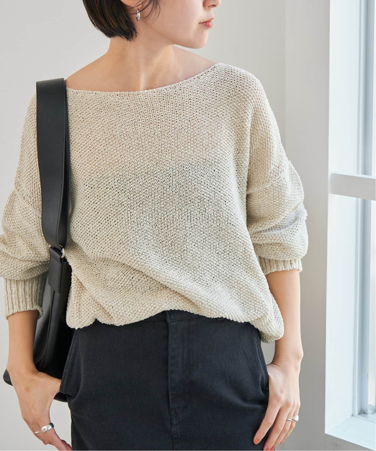 ペーパーヤーン2WAYルーズプルオーバー（ニット／セーター）｜Spick