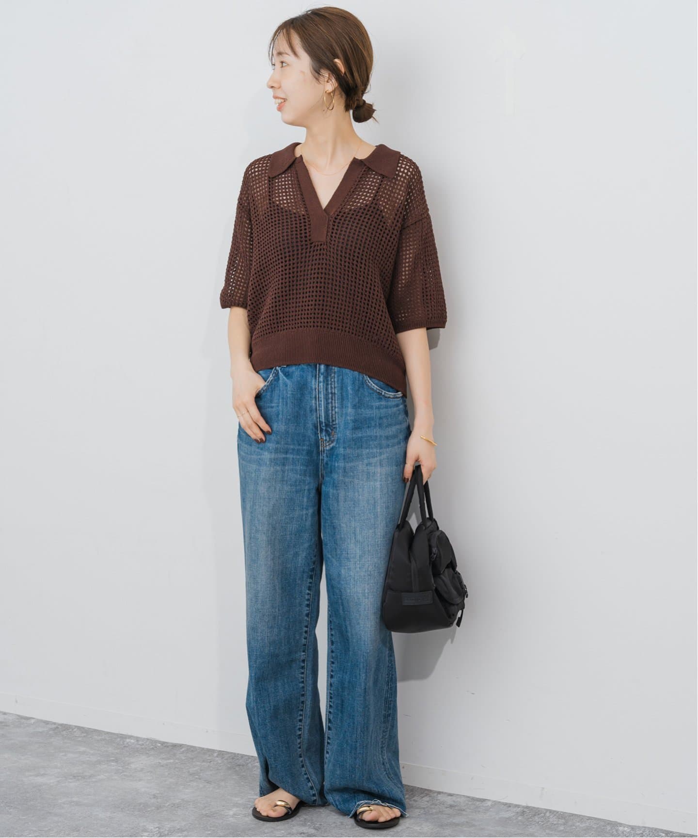 Spick and Span メッシュポロシャツハーフスリーブニット セール】メッシュポロシャツハーフスリーブニット（ニット