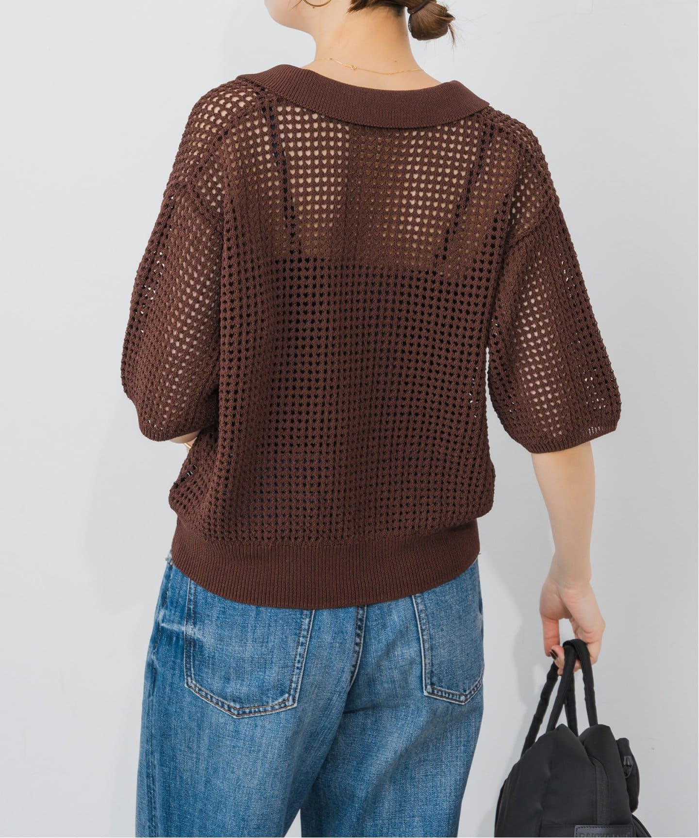Spick and Span メッシュポロシャツハーフスリーブニット メッシュポロシャツハーフスリーブニット（ニット／セーター