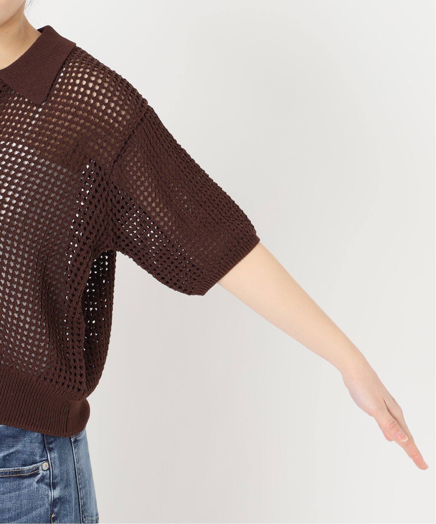 Spick and Span メッシュポロシャツハーフスリーブニット Spick＆Span ニット セーター メッシュポロシャツハーフスリーブ