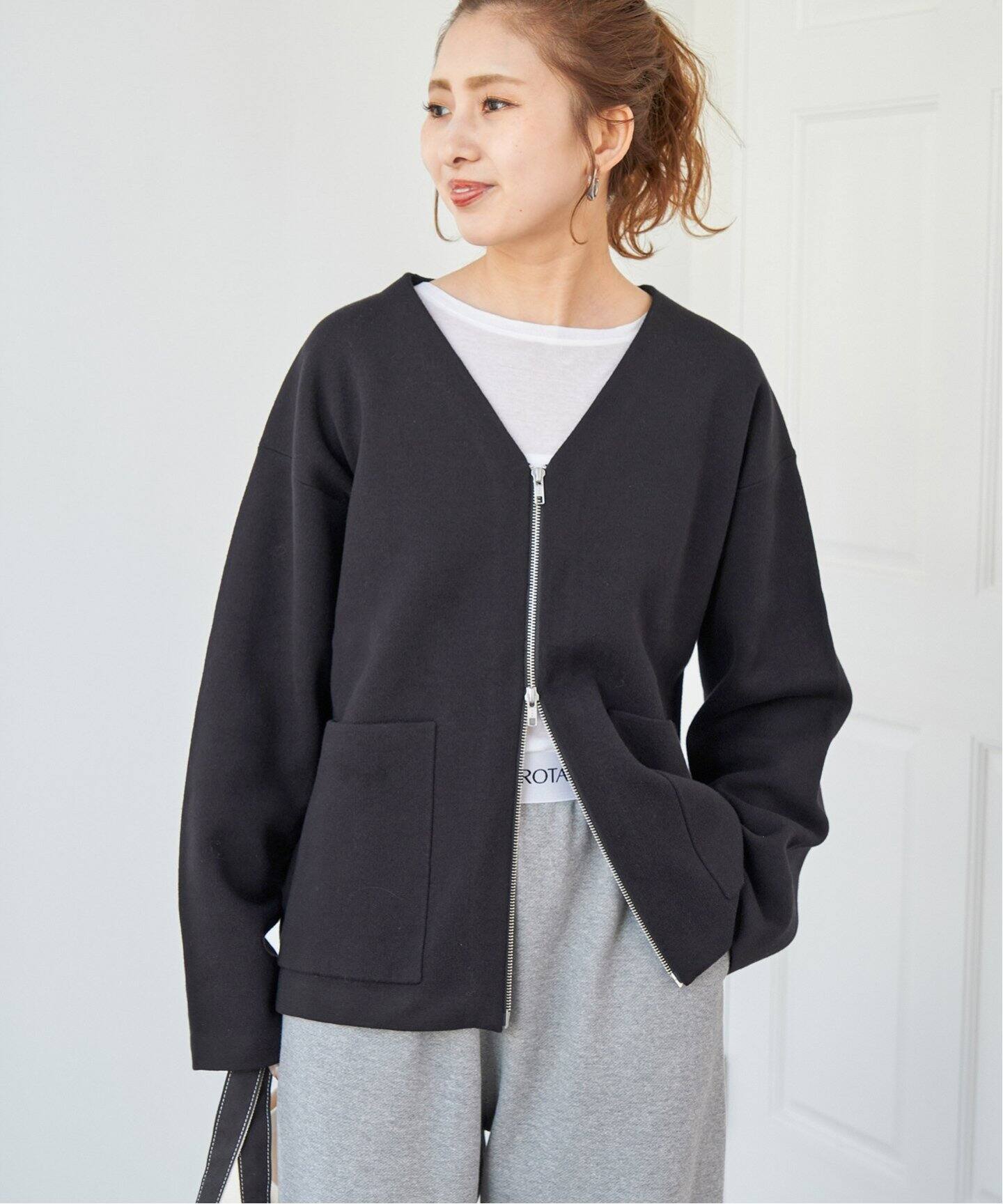 コットンダブルジップニットカーディガン（カーディガン）｜Spick and  