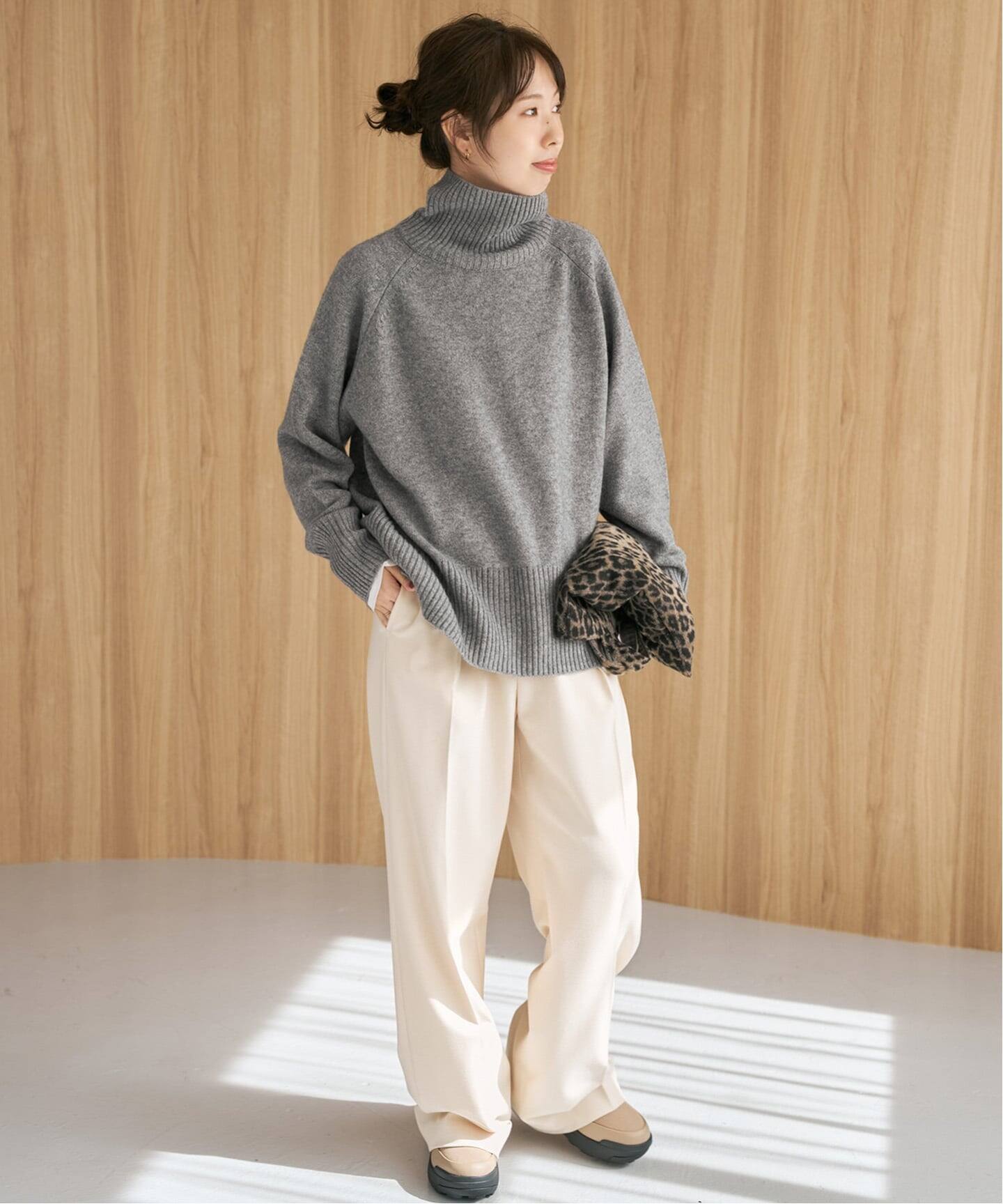WEB限定カラー有り》ウールカシミヤ ラグランタートルニット（ニット