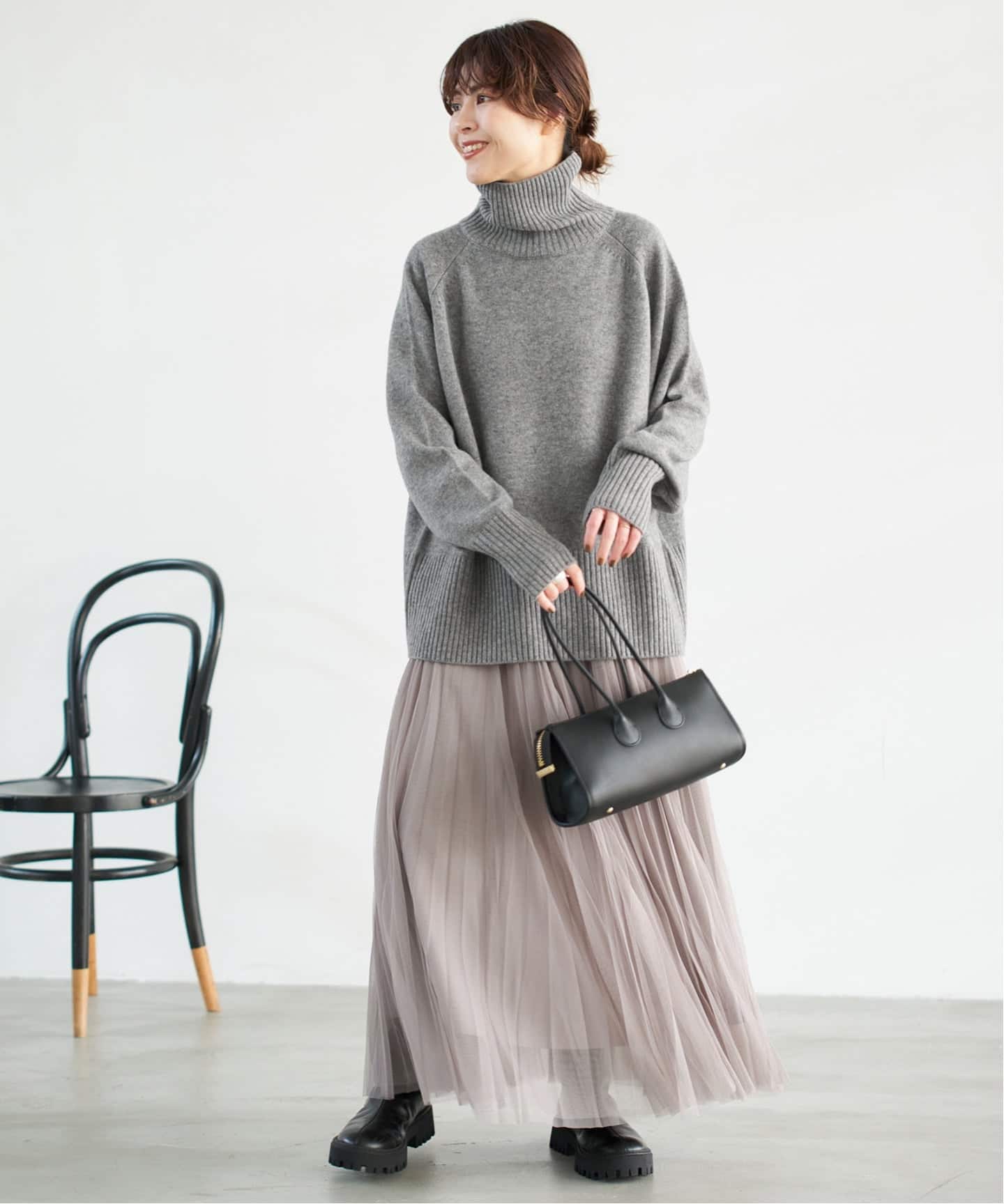 WEB限定カラー有り》ウールカシミヤ ラグランタートルニット（ニット