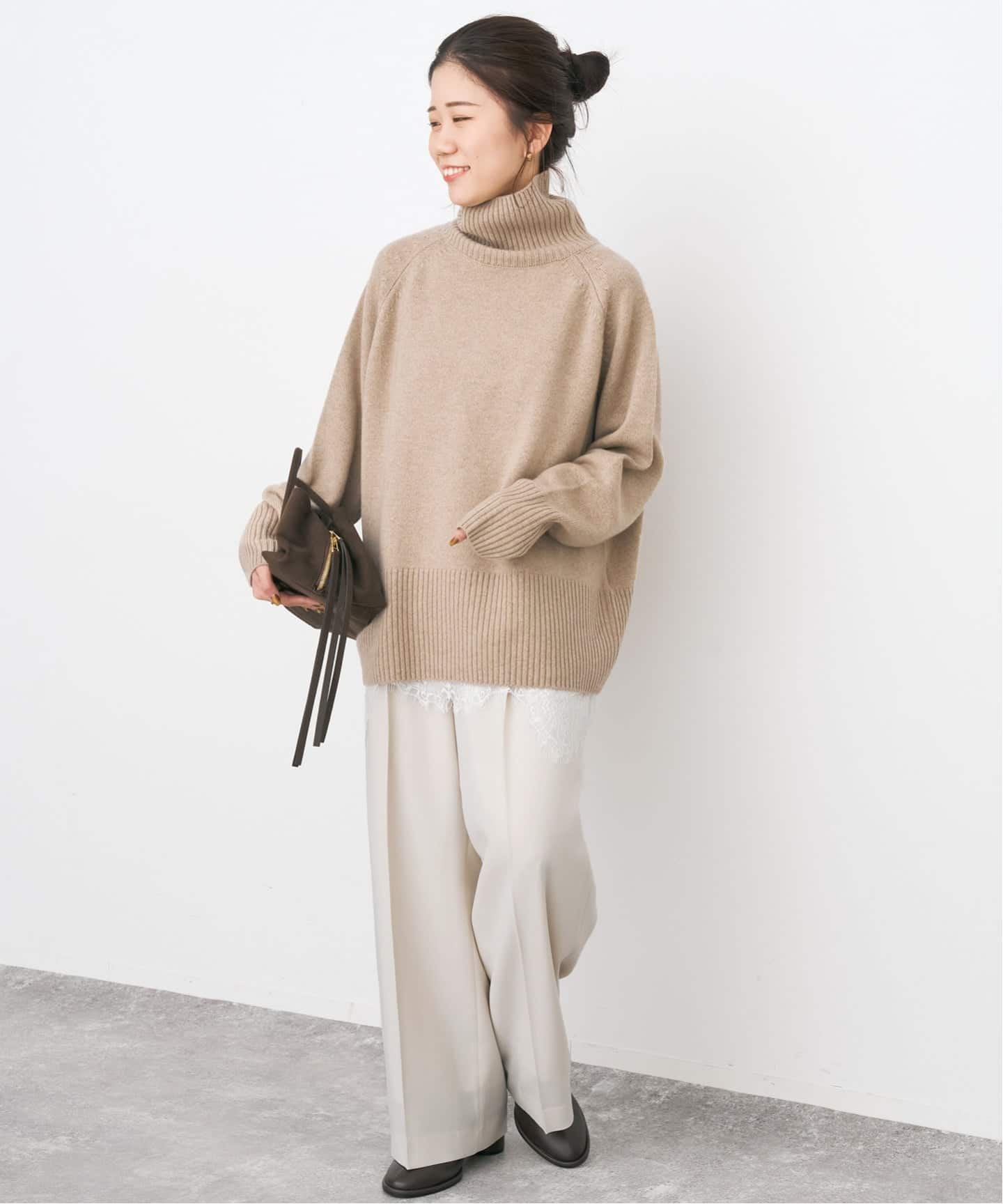 WEB限定カラー有り》ウールカシミヤ ラグランタートルニット（ニット