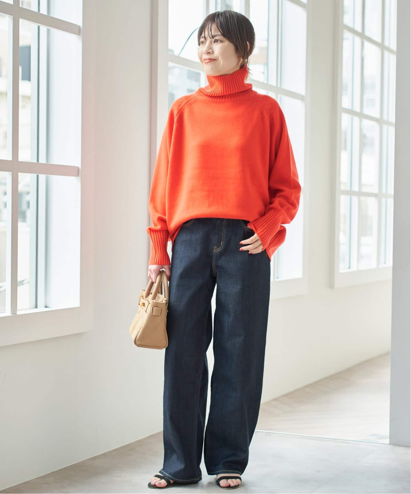 WEB限定カラー有り》ウールカシミヤ ラグランタートルニット（ニット