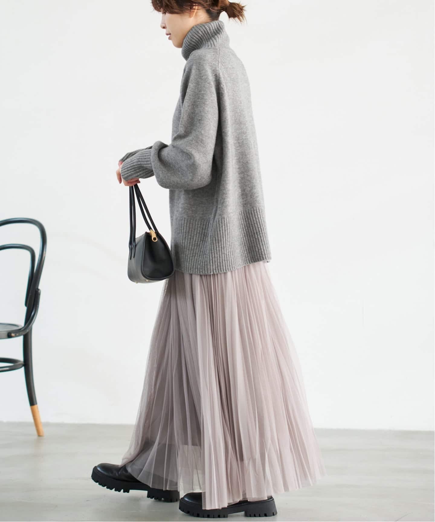 美品　Spick&Span ハミルトンケーブルタートルニット　グレー Spick & Span - Spick&Span ハミルトンケーブルタートルニット