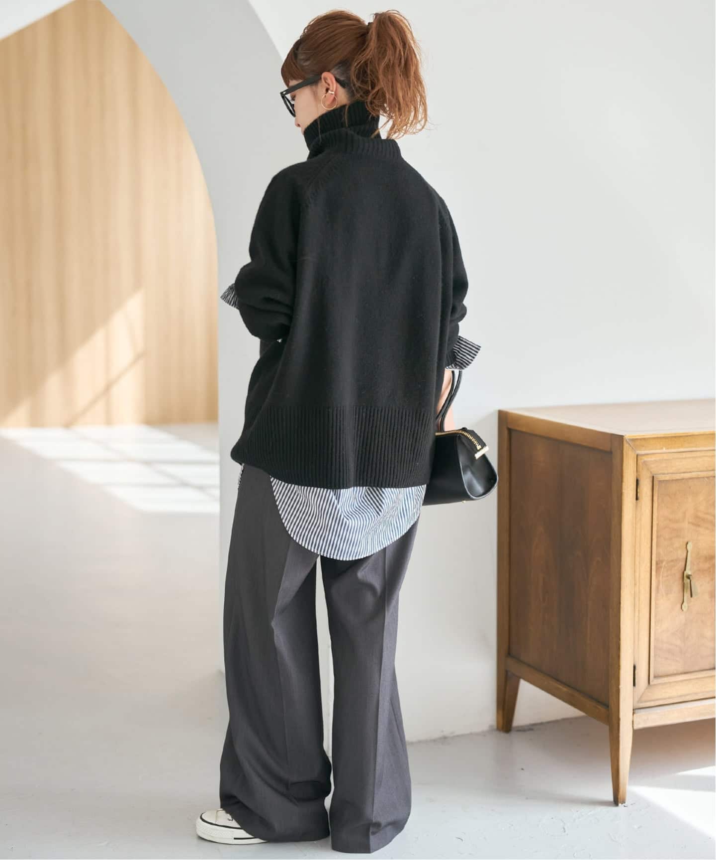 WEB限定カラー有り》ウールカシミヤ ラグランタートルニット（ニット