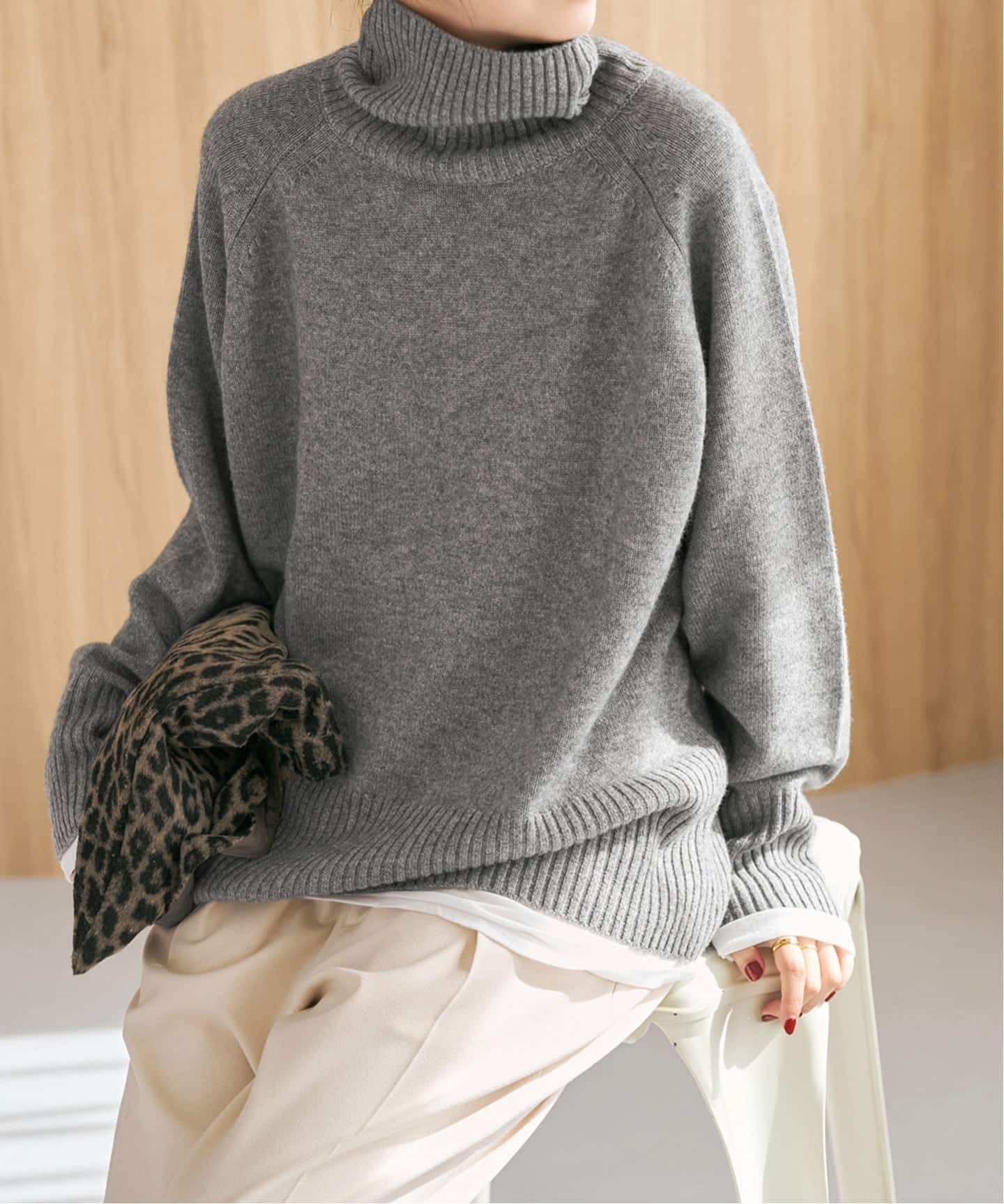 WEB限定カラー有り》ウールカシミヤ ラグランタートルニット（ニット