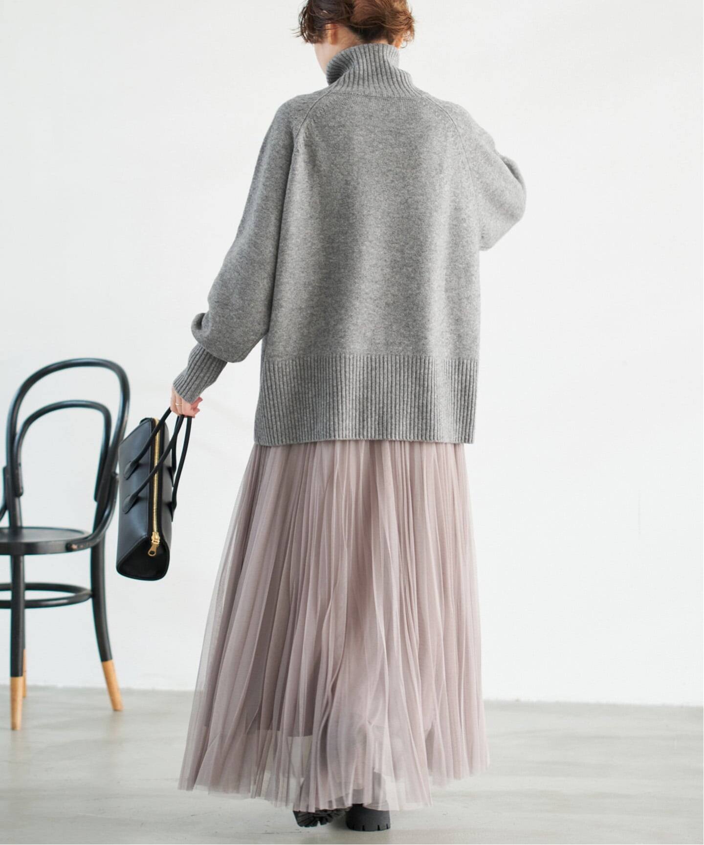 WEB限定カラー有り》ウールカシミヤ ラグランタートルニット（ニット