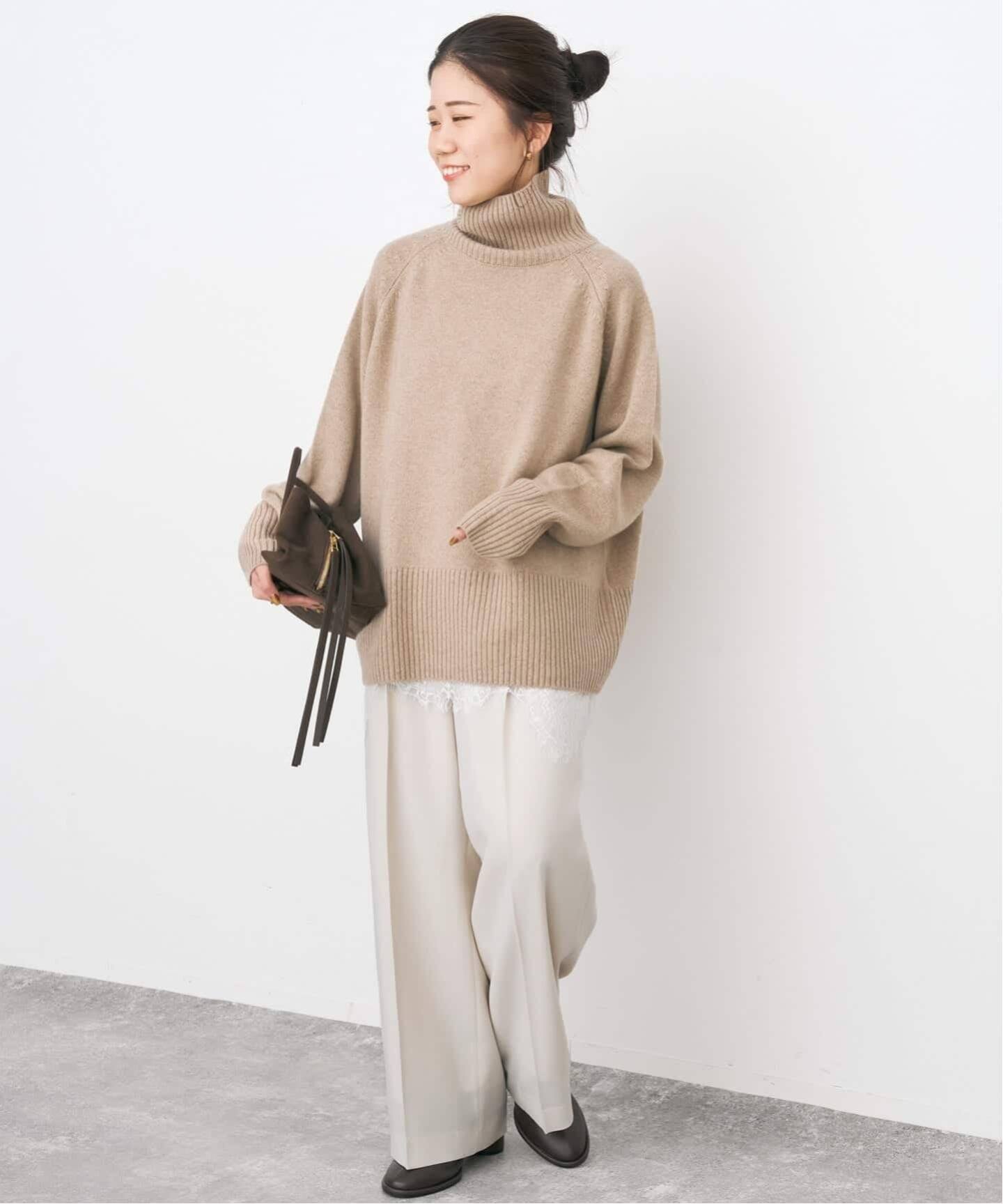 ウールカシミヤ ラグランタートルニット（ニット／セーター）｜Spick