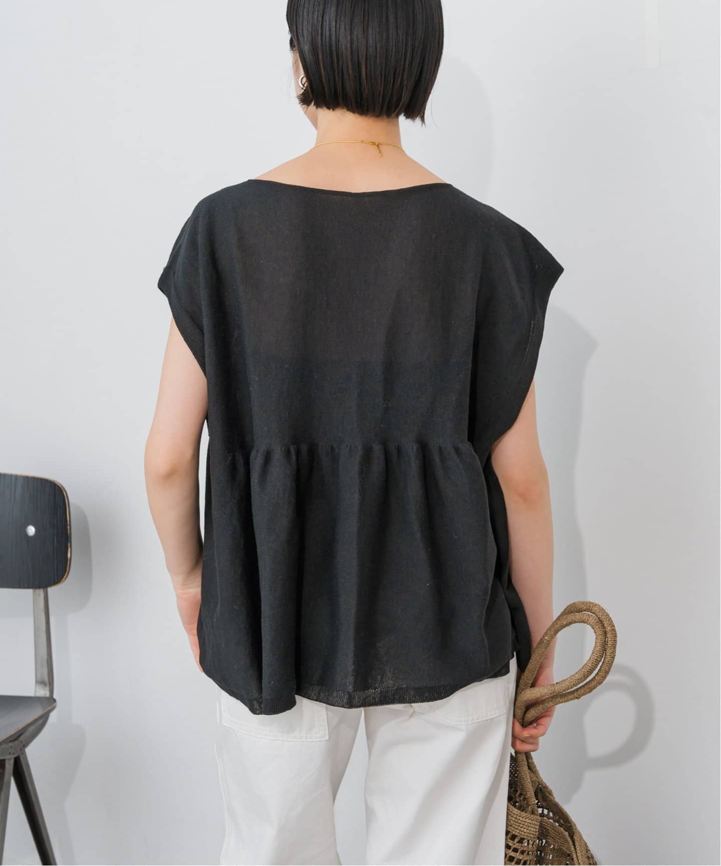 spic&span ギマコットンフレンチスリーブプルオーバー　ブルーA Spick＆Span ニット セーター 手洗い可 / ギマコットンフレンチ