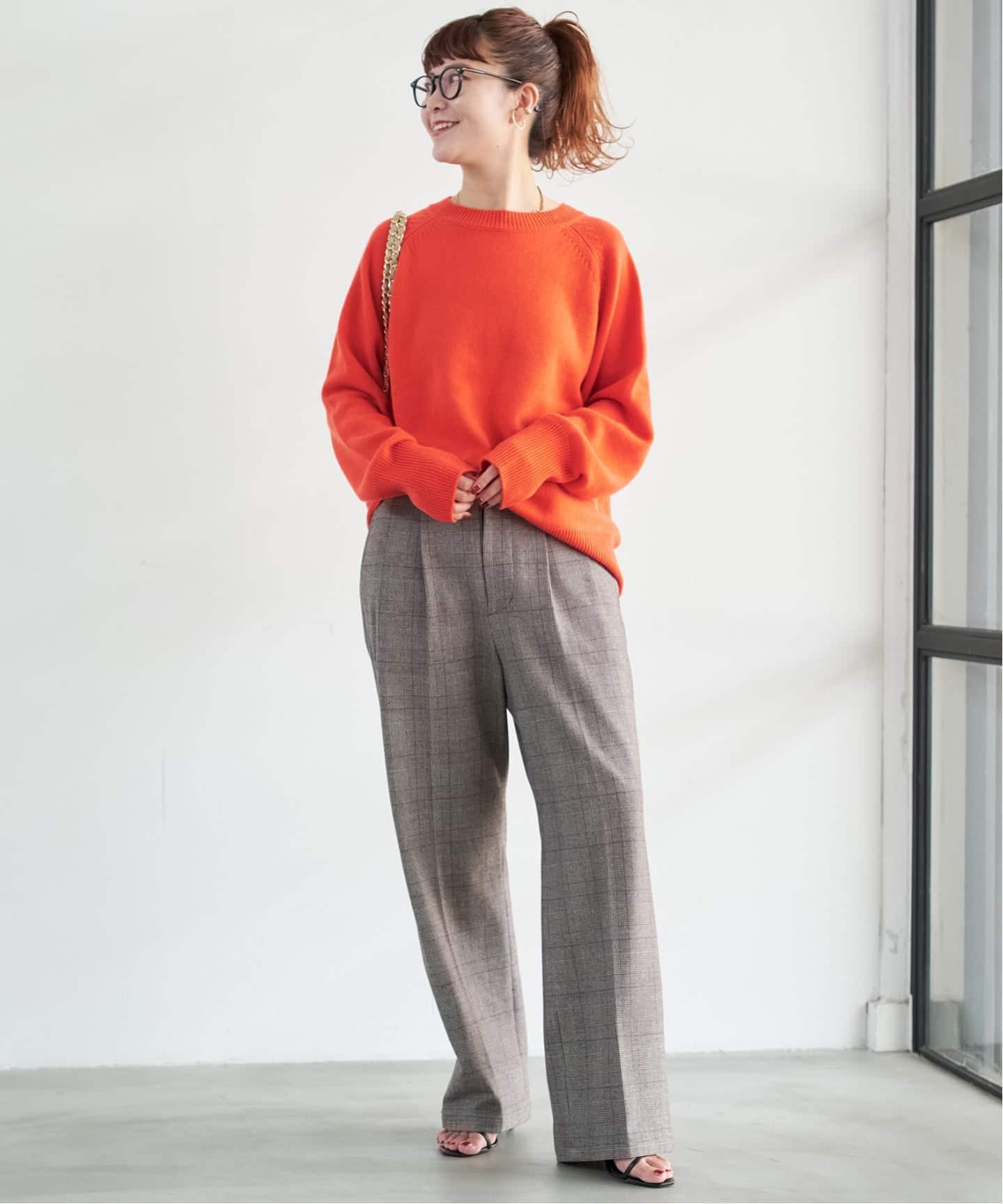 WEB限定カラー有り》ウールカシミヤ ラグランクルーネックニット